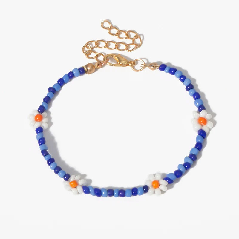 Melani Daisy Charm Necklace - Bracelet - Blue