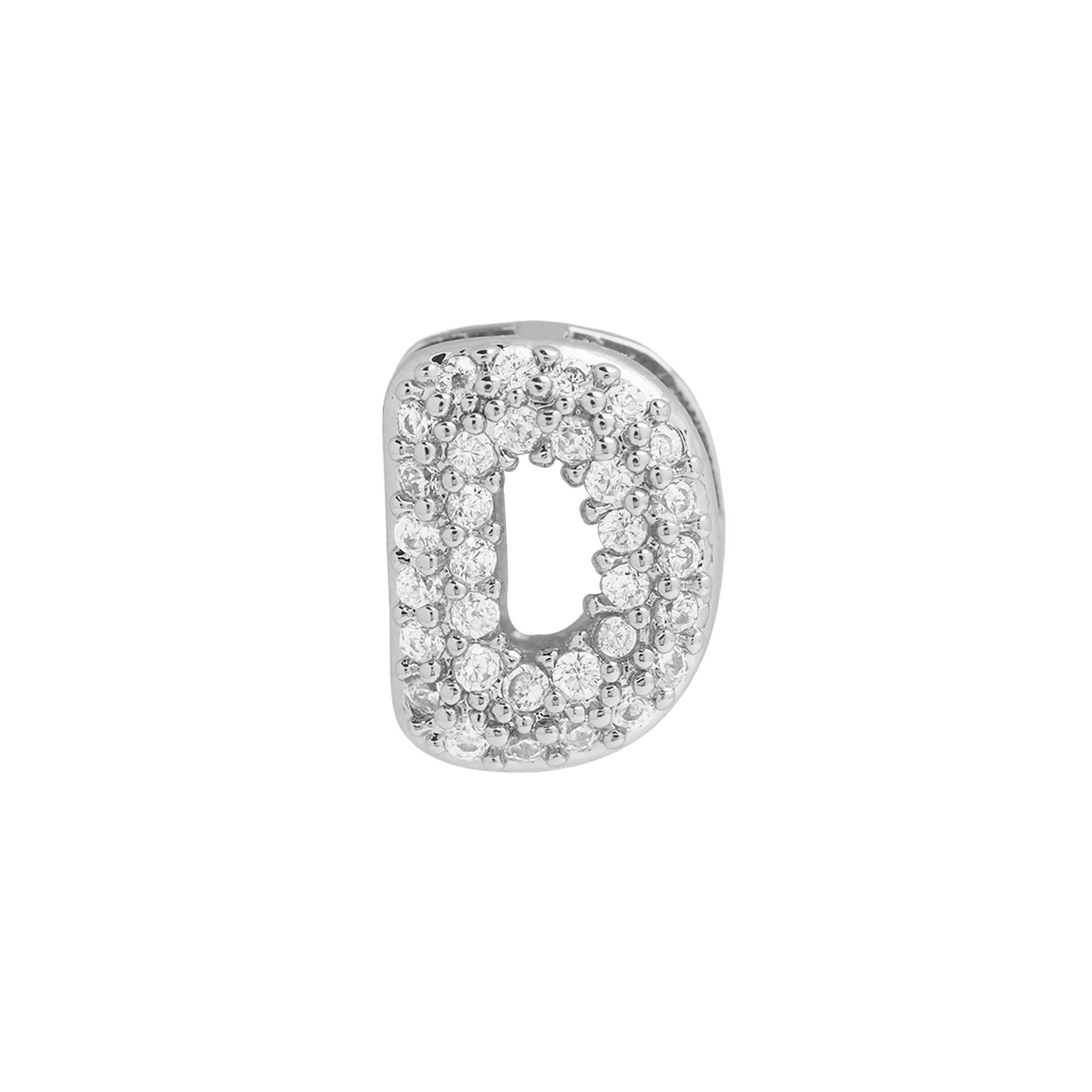 Rosalyn Bubble Letter Necklace - Silver Letter D Pendant [1NCI8H28]