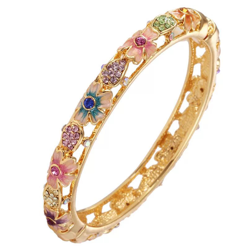 Cambria Ornate Enamel Cuff Bracelet - Colorful