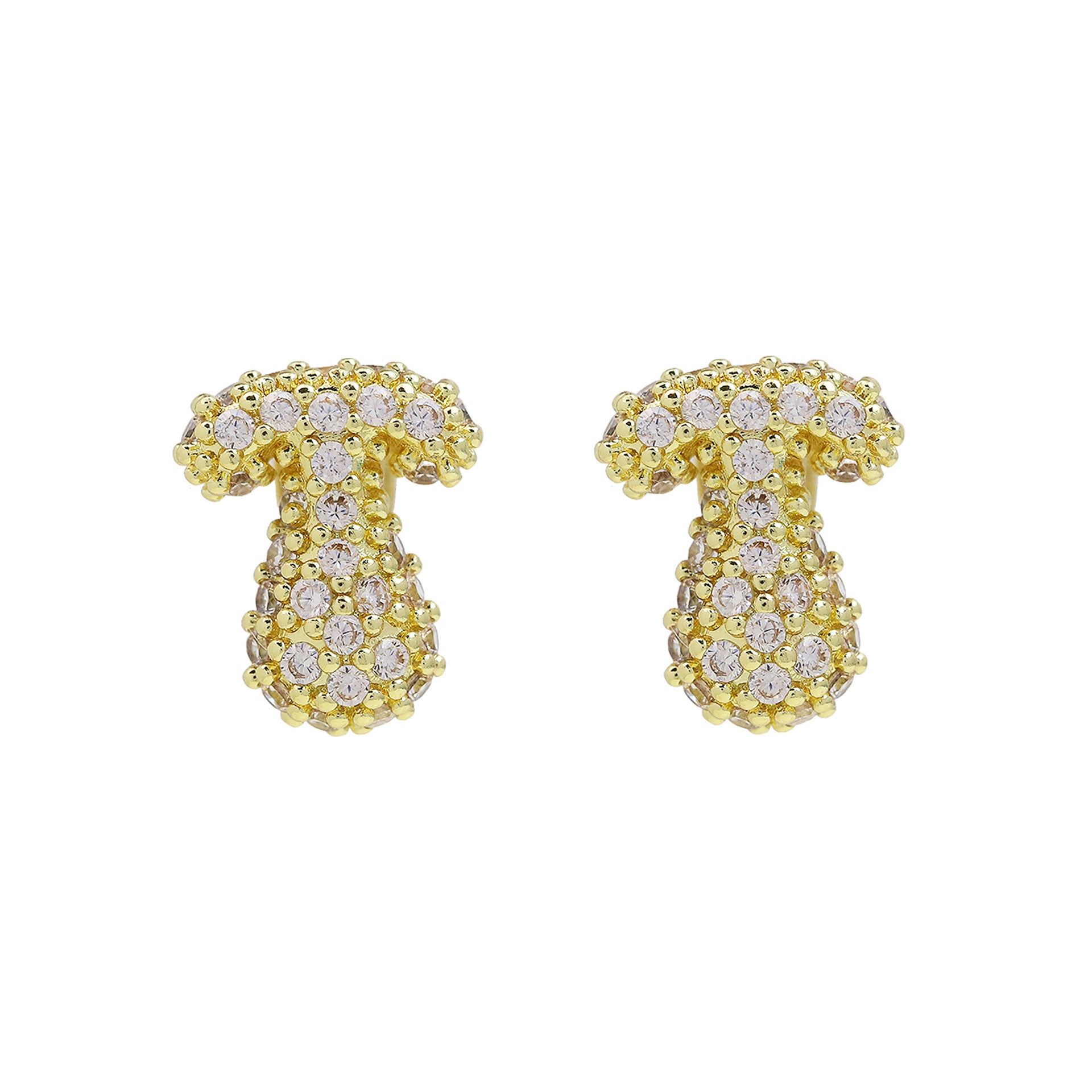 Lillyann Zircon Bubble Letter Earrings - T [JM0Y36A4]