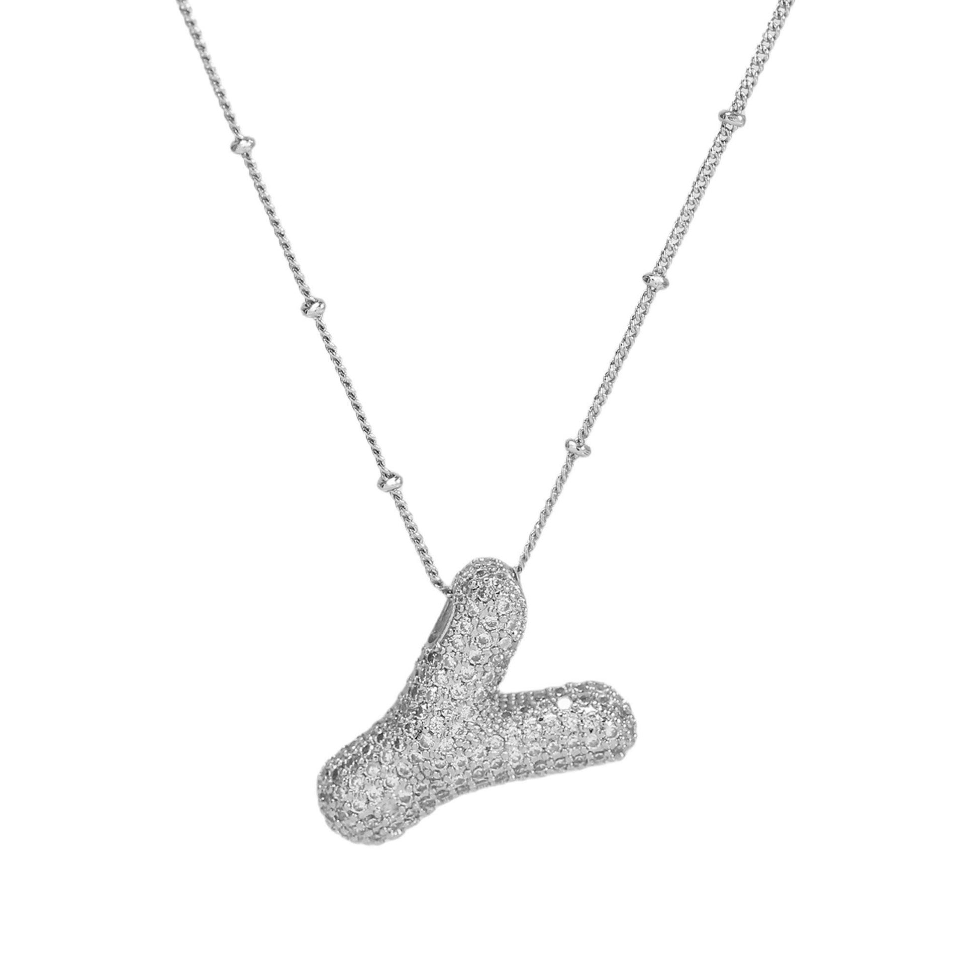 Fynlee Bubble Initial Necklace - Silver Y [2RSCVMCQ]