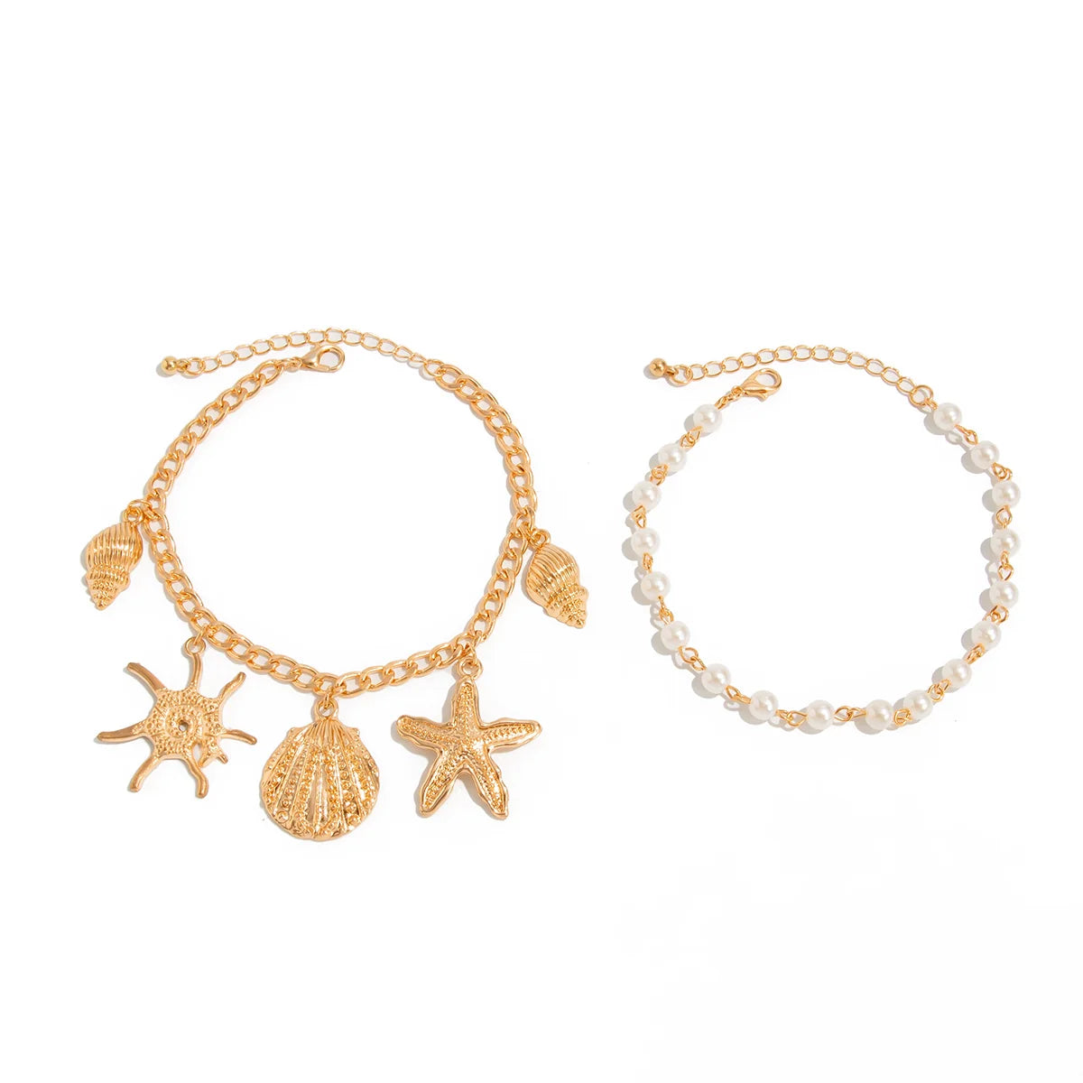 Zayna Ocean Charm Anklet Set - Gold