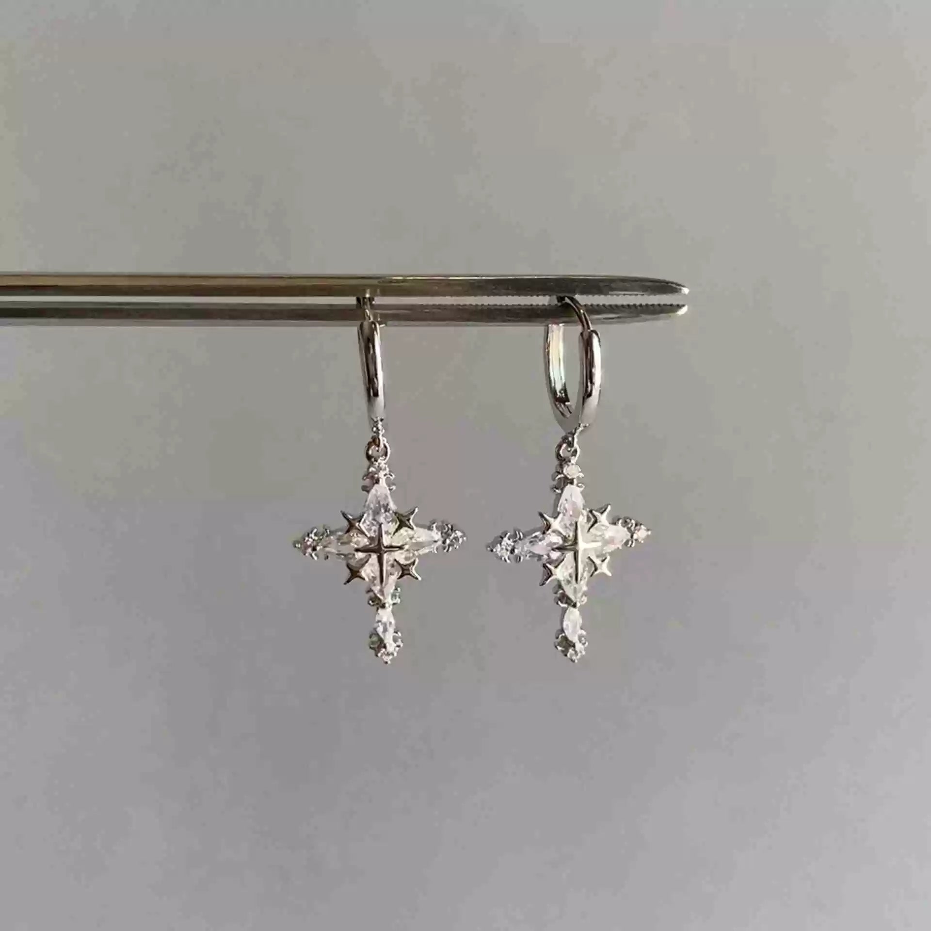 Lakelyn Celestial Cross Ear Cuff - Cross Star-burst Ear Cuff