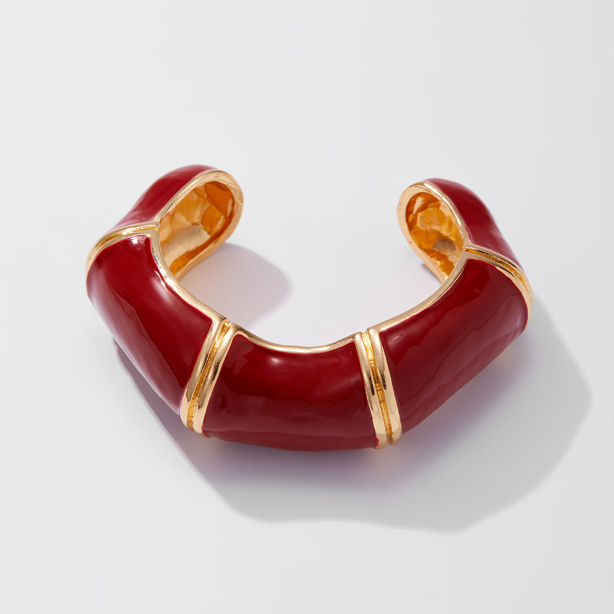 Rachell Epoxy Cuff Bracelet - Gold + Red [B89XDKPP]