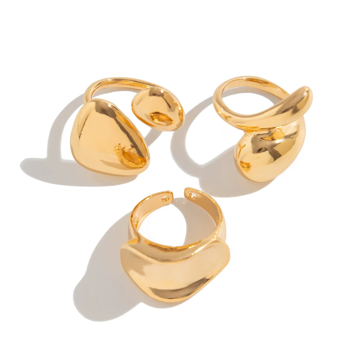 Azariah Smooth Stacking Rings - Light Gold