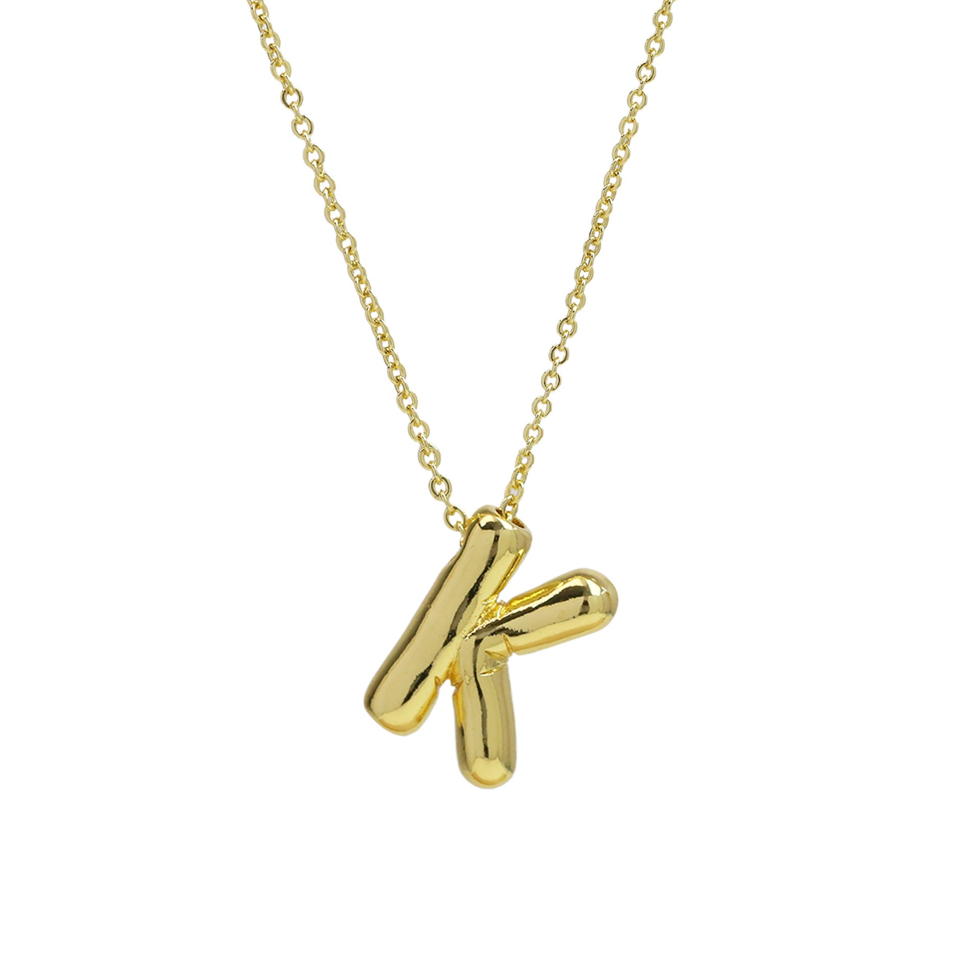 Saffron Puffy Initial Necklace - Letter K [C9DY1W84]
