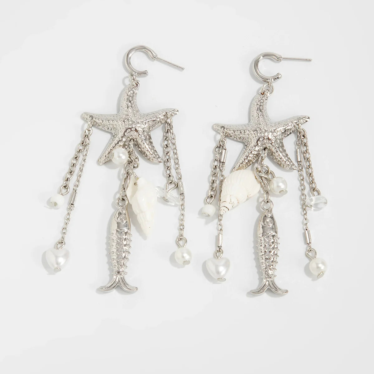 Laveah Starfish Drop Earrings - Silver