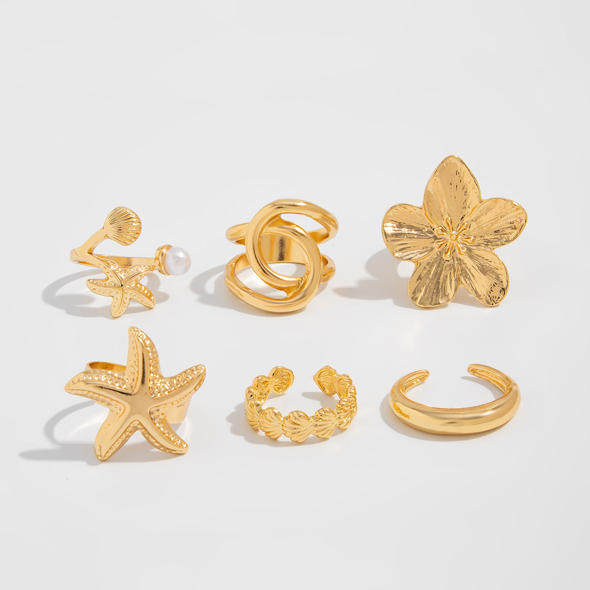 Zoya Irregular Ring Set - Light Gold [CVBI6NSQ]