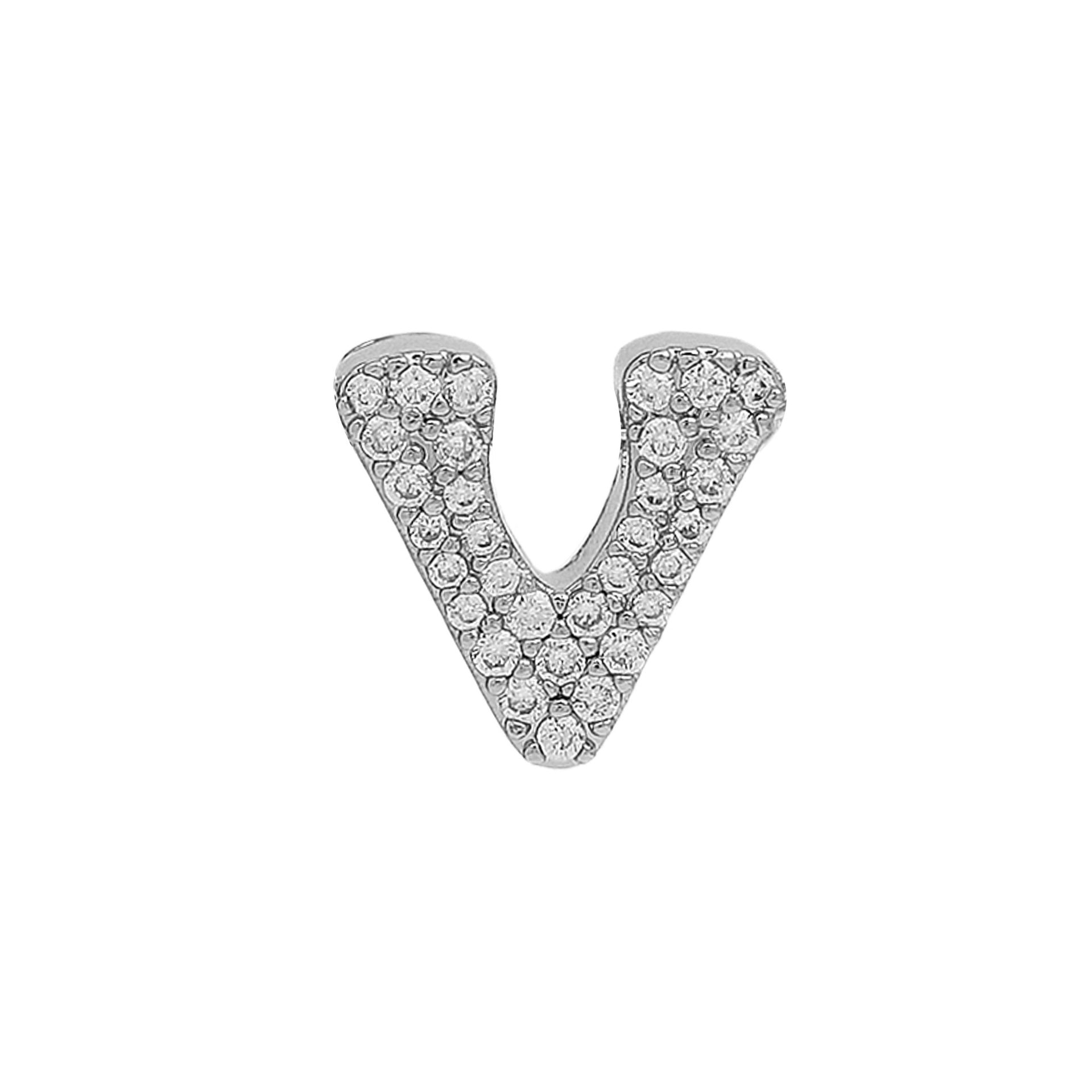 Abella Dainty Initial Jewelry - Silver V Initial Pendant [P3DKO00Q]