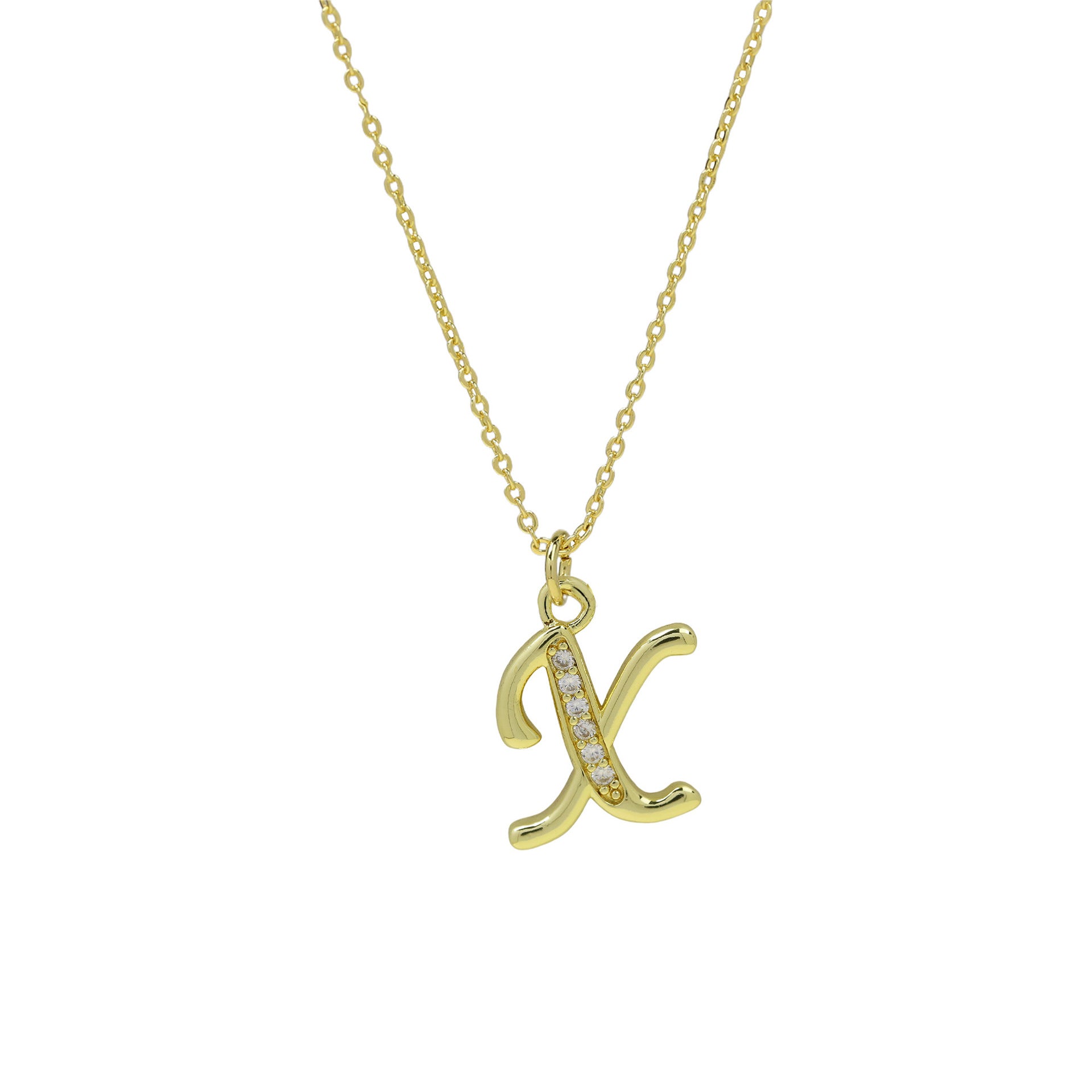 Winifred Delicate Alphabet Necklace - Letter X [LGJD4EOP]