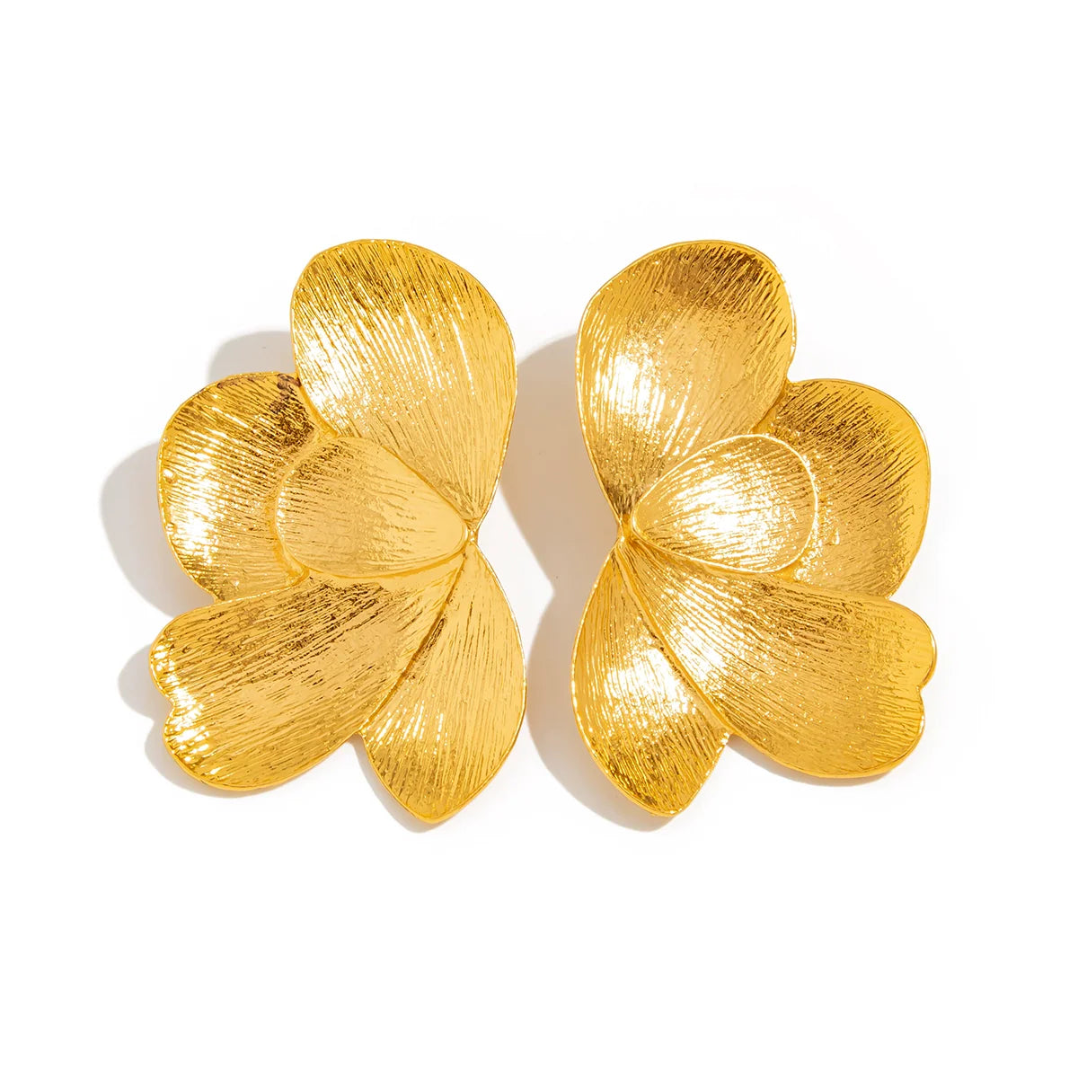 Christianna Linear Petal Studs - Gold Tone