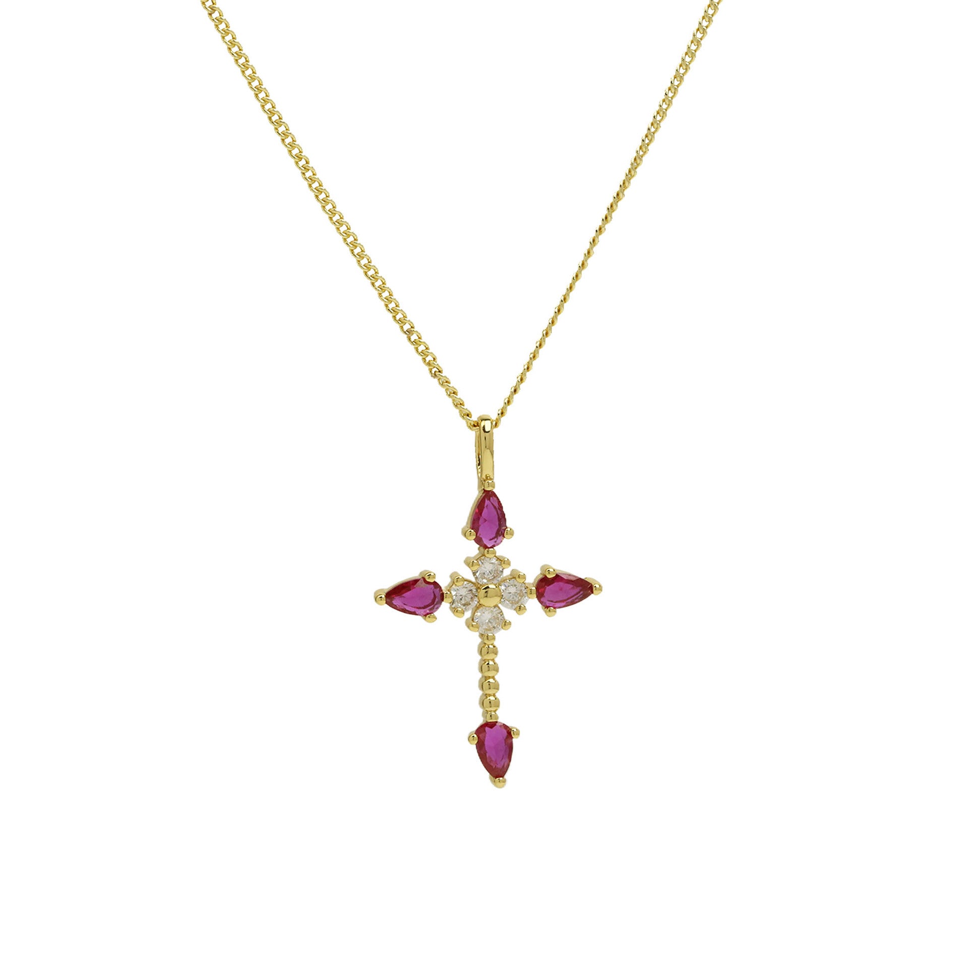 Malinda Zircon Cross Necklace - Purple-Red Zircon Necklace [1PDC7XO1]