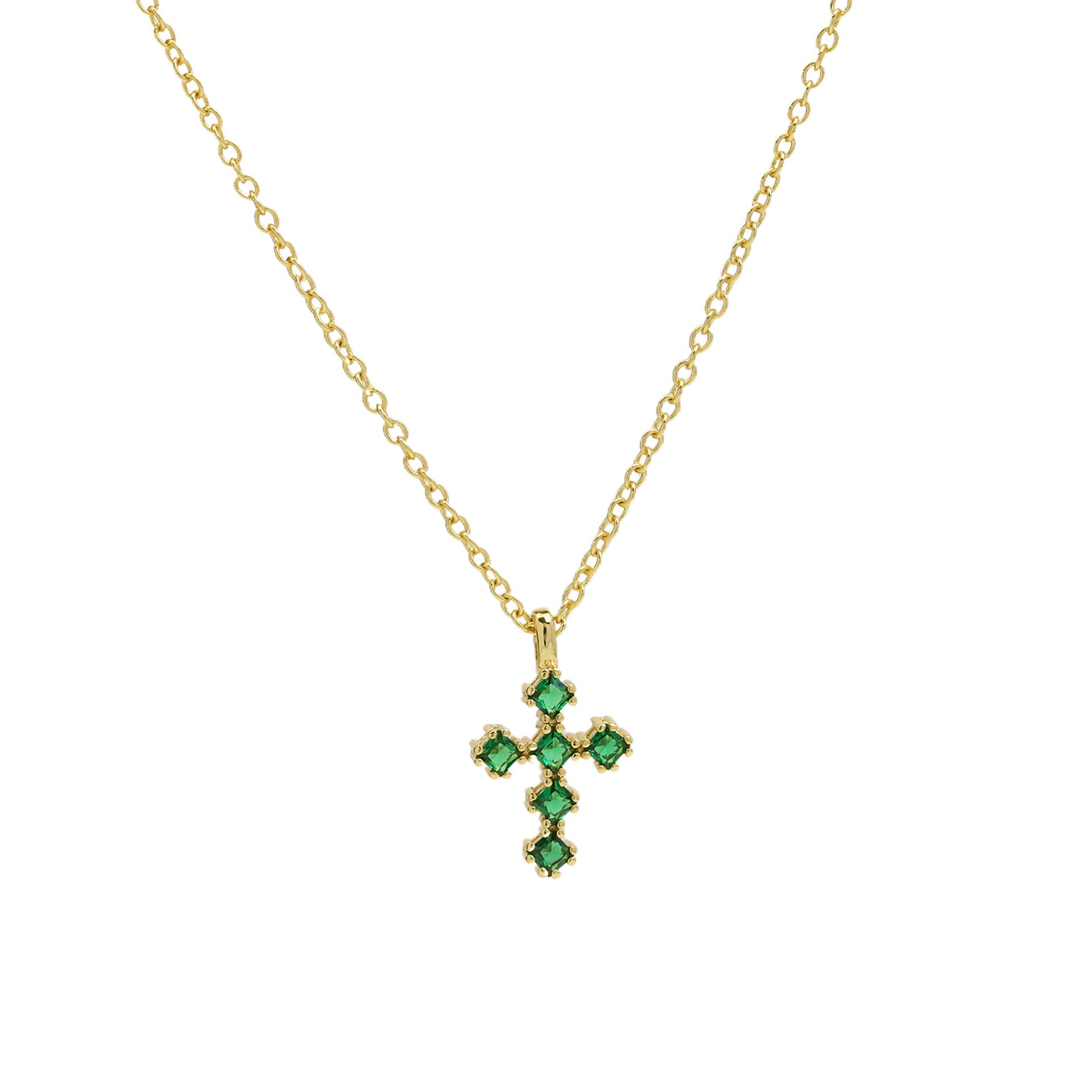 Parisa Zircon Birthstone Cross Necklace - May [U38IMRX5]