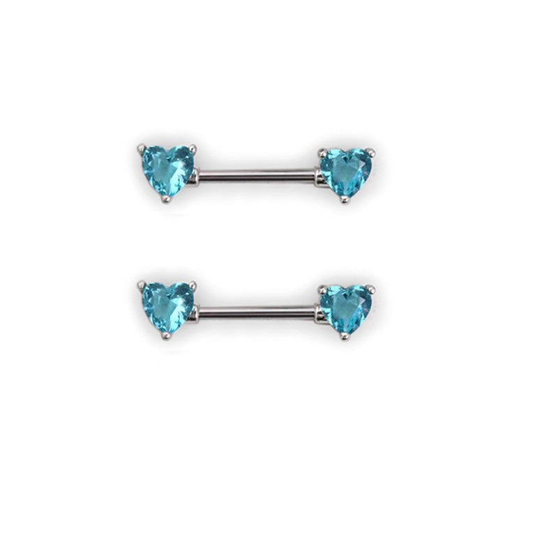 Arianna Heart Zircon Nipple Ring - Blue [A722N8O1]