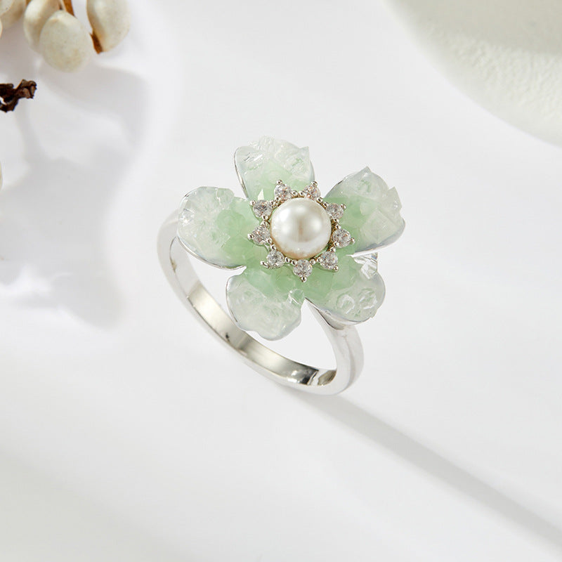 Zamaya Gradient Crystal Camellia Ring - Roseate Glow [TQO0IJAU]