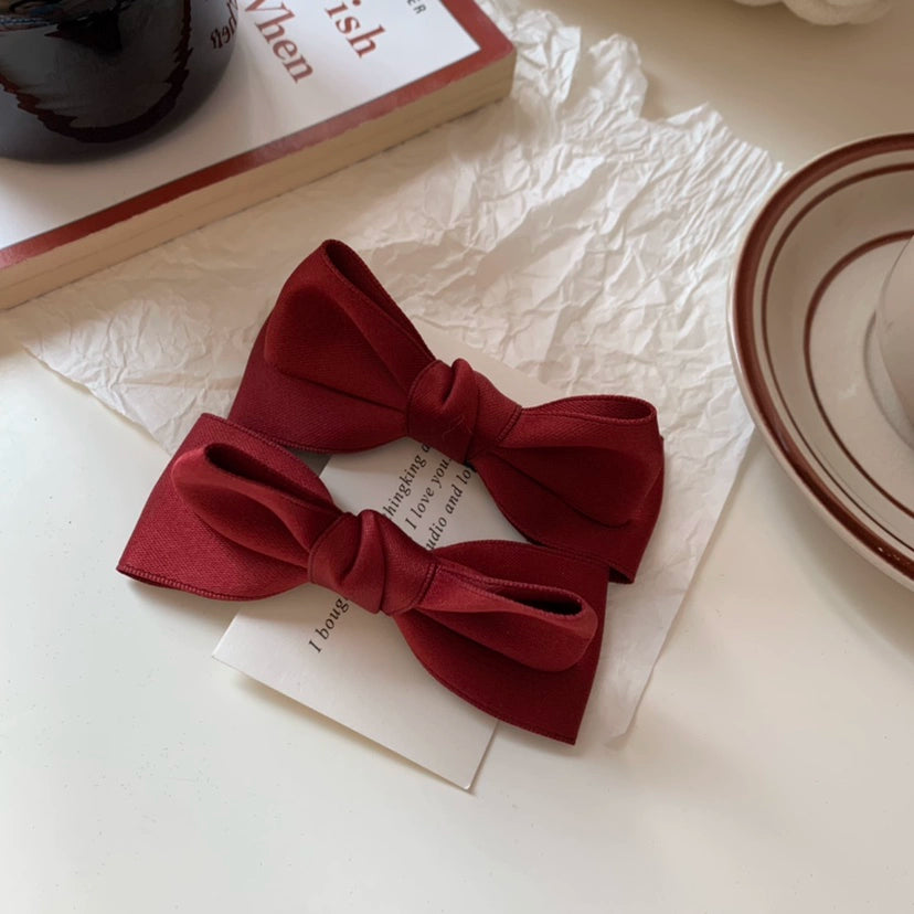 Holley Dimensional Bow Hair Clip - Red Pair [UXE9M17K]