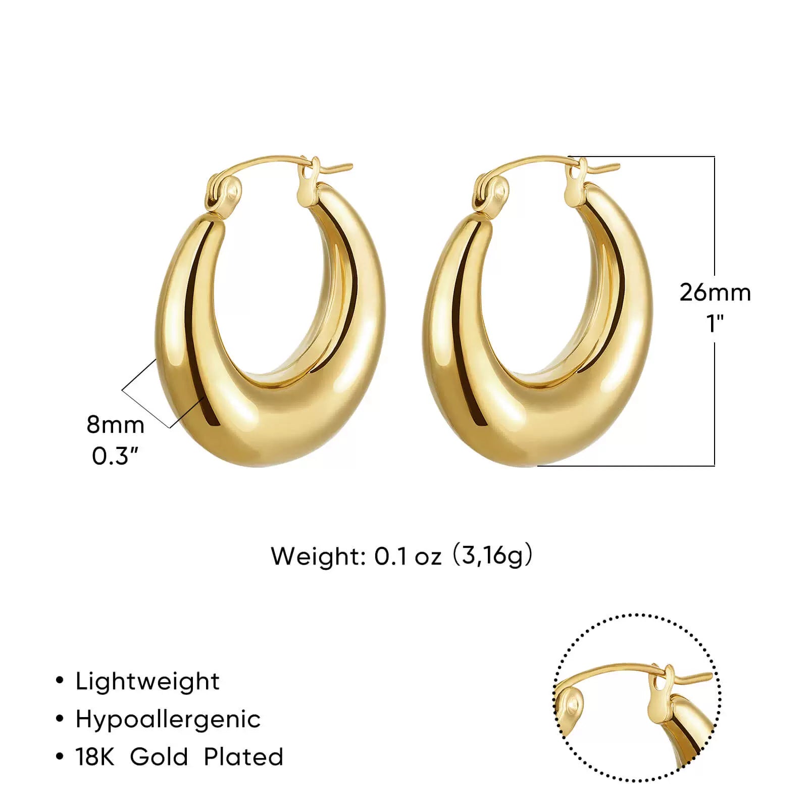 Phoebe Gold Chunky Hoop Earrings - E3396G