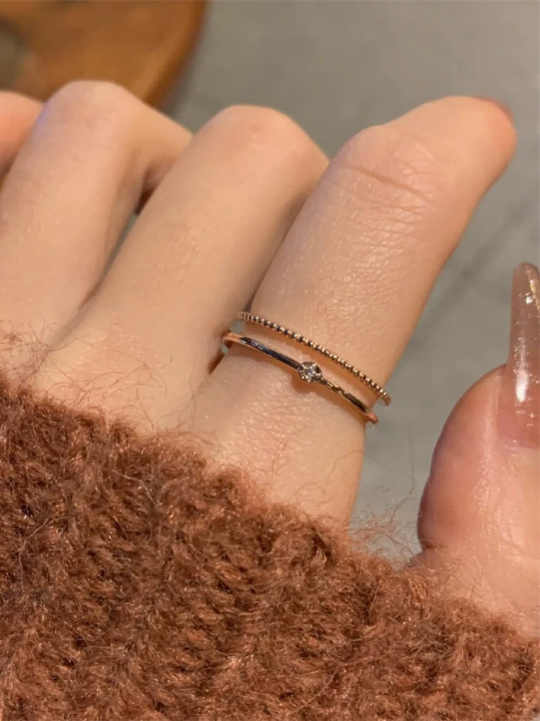 Thora Rose Gold Open Ring - Double Layer Thin Ring