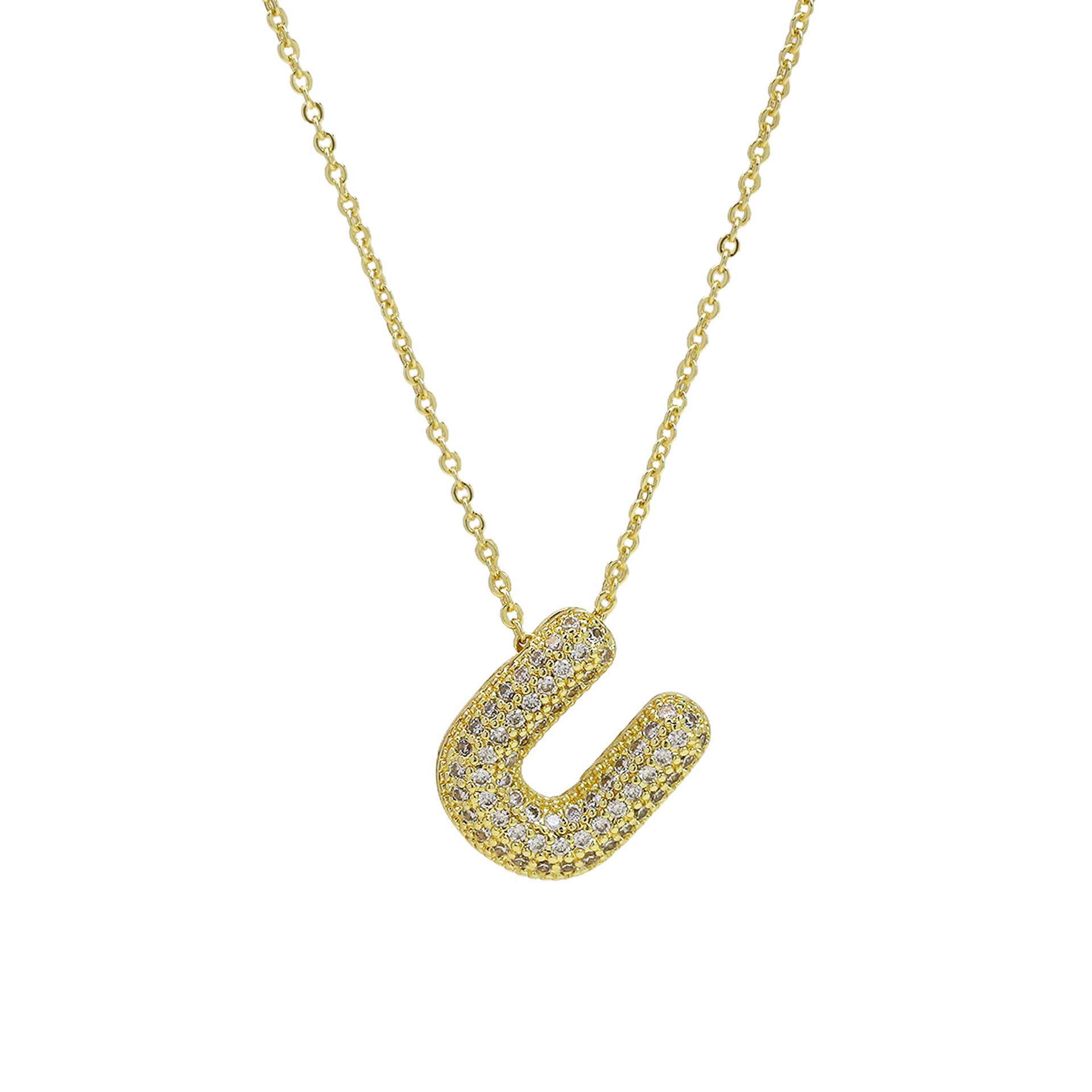 Zalia Gilded Bubble Letter Necklace - Necklace U [SN0LIFZ4]
