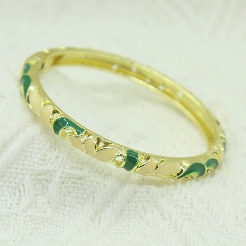 Weslynn Cloisonné Floral Bracelet - Yellow Green B-Style [LD1ZD4KN]