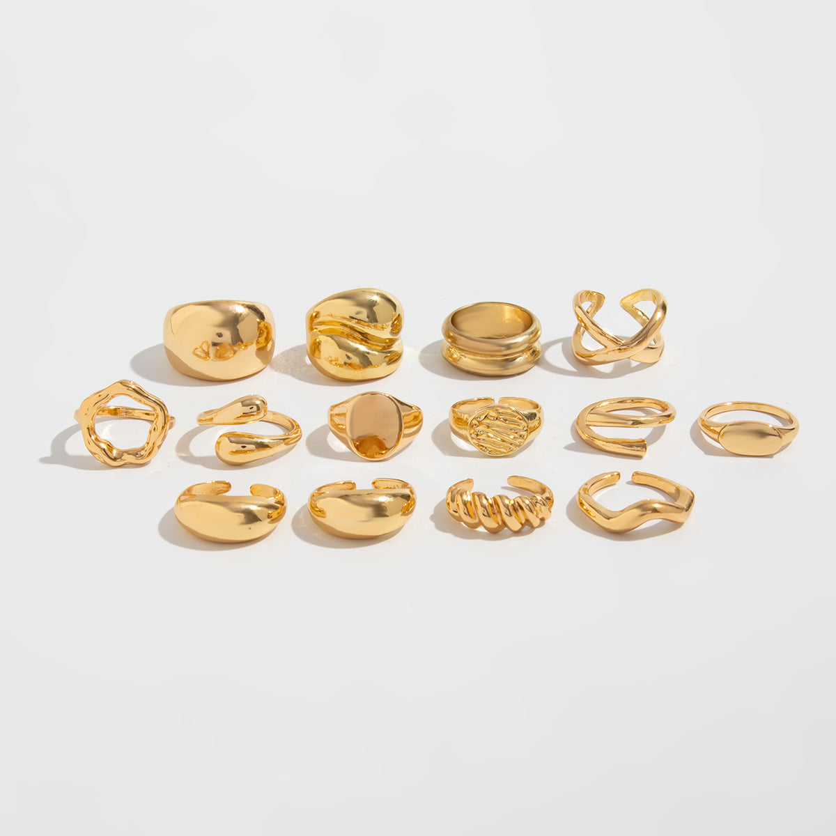 Siobhan Geometric Stack Ring - Light Gold [MTQ983CK]
