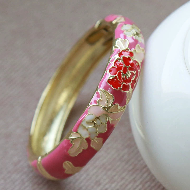 Jariah Peony Cloisonné Bracelet - Rose Red [BV0VOUOR]