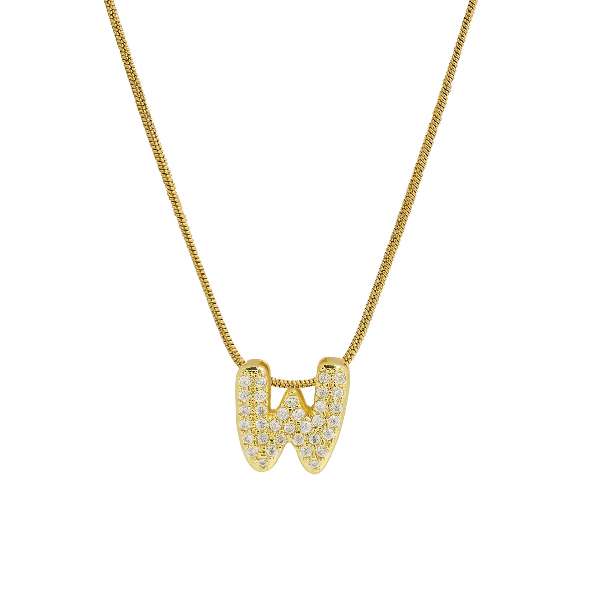 Deborah Initial Snake Necklace - Gold-tone W Initial [7I6AMM11]