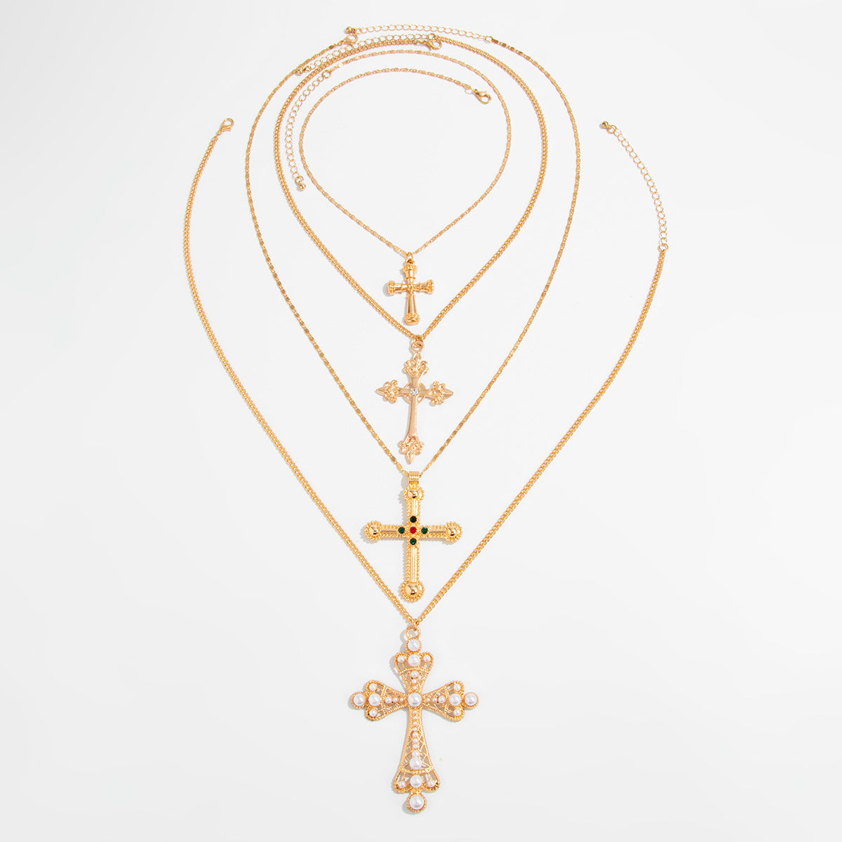 Everlee Layered Cross Necklace - Gold [5QYD9F1U]