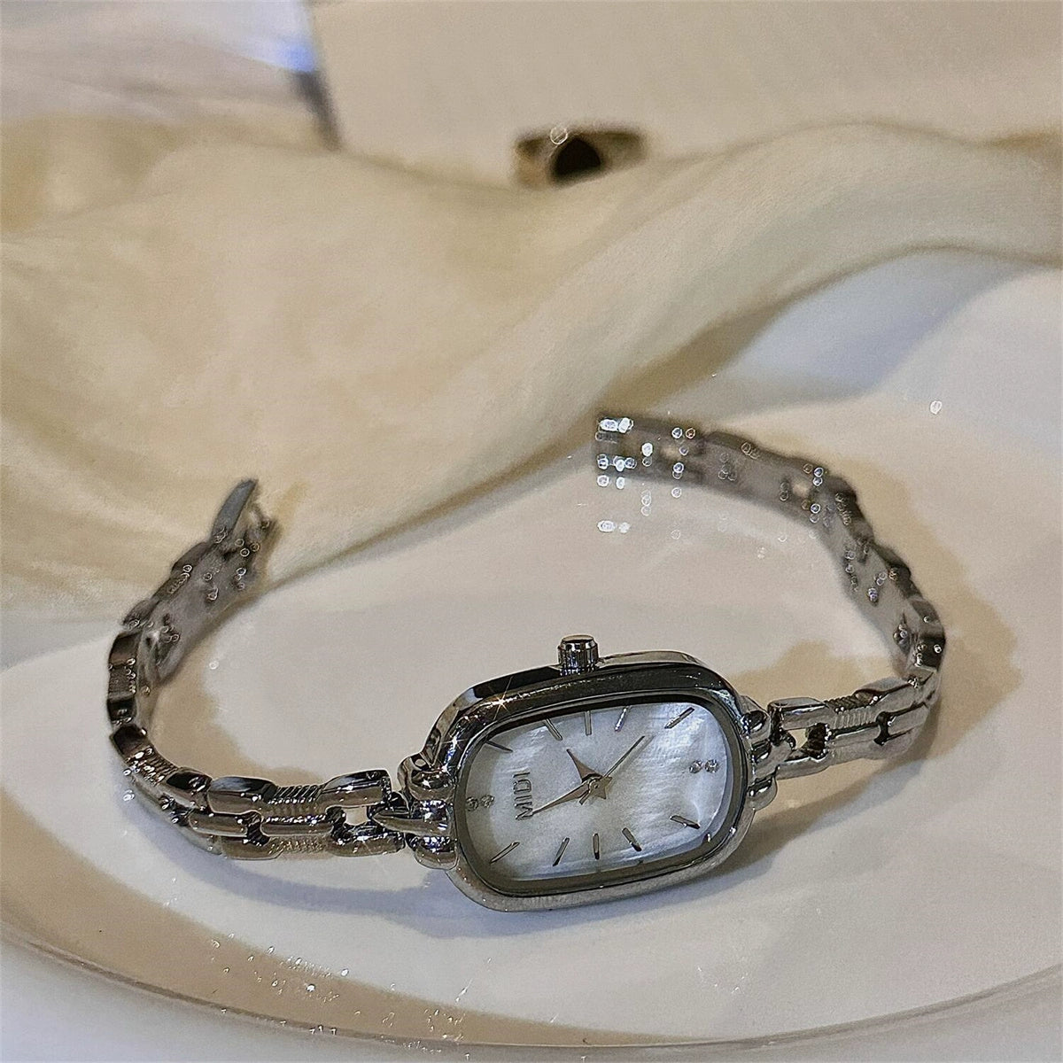 Kalise Mother-of-Pearl Bracelet Watch - Silver Band White Dial [STCMYPYQ]