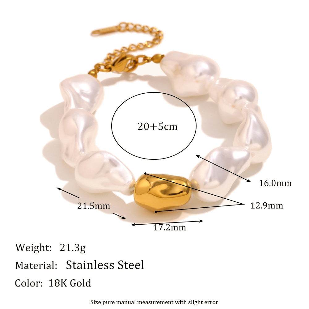 Clarity Baroque Pearl Set - Baroque Pearl Bracelet - Gold [VFKY1NZ5]