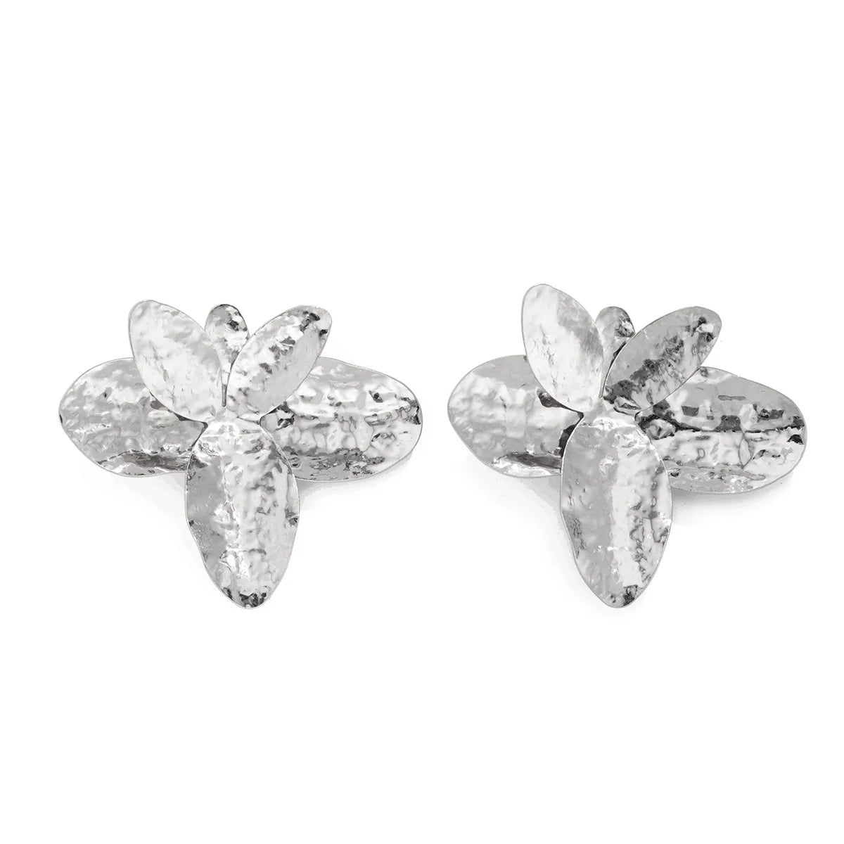 Arlowe Irregular Petal Choker - Earrings Silver