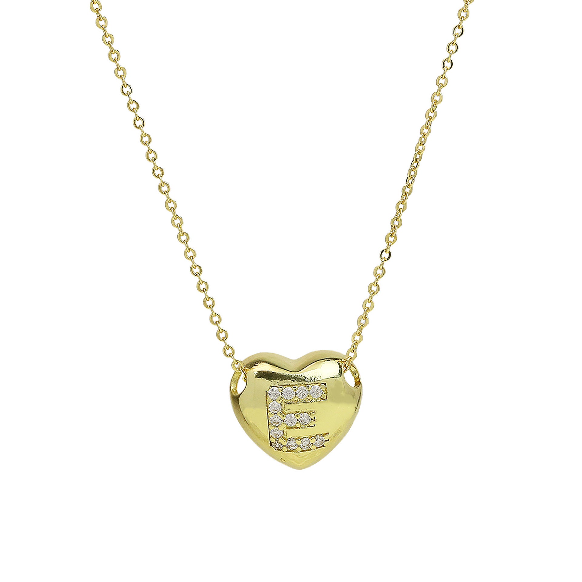Una Heart Initial Necklace - Letter E [J91SOIGV]
