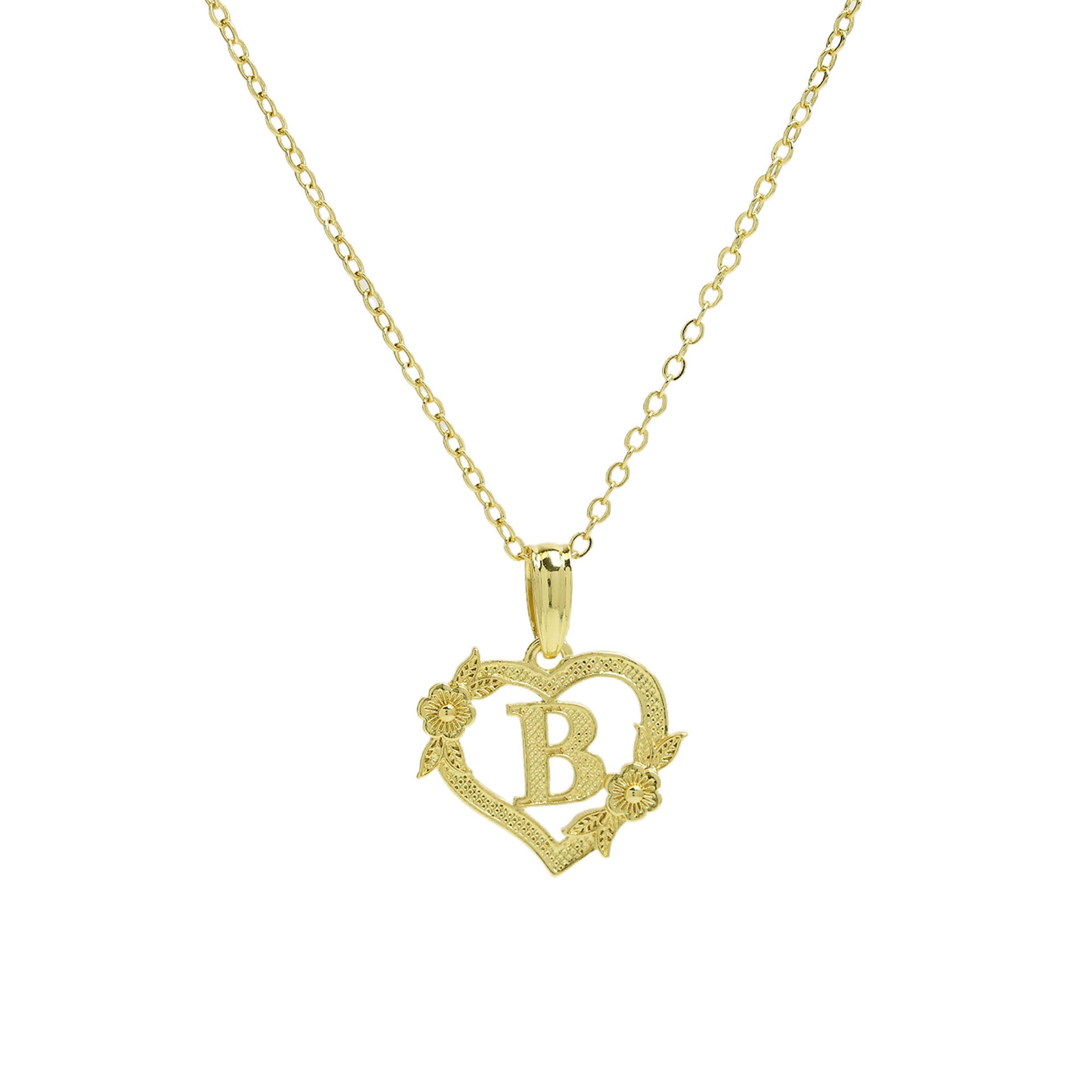 Isobel Initial Heart Pendant Necklace - Necklace B [LBLJBB81]