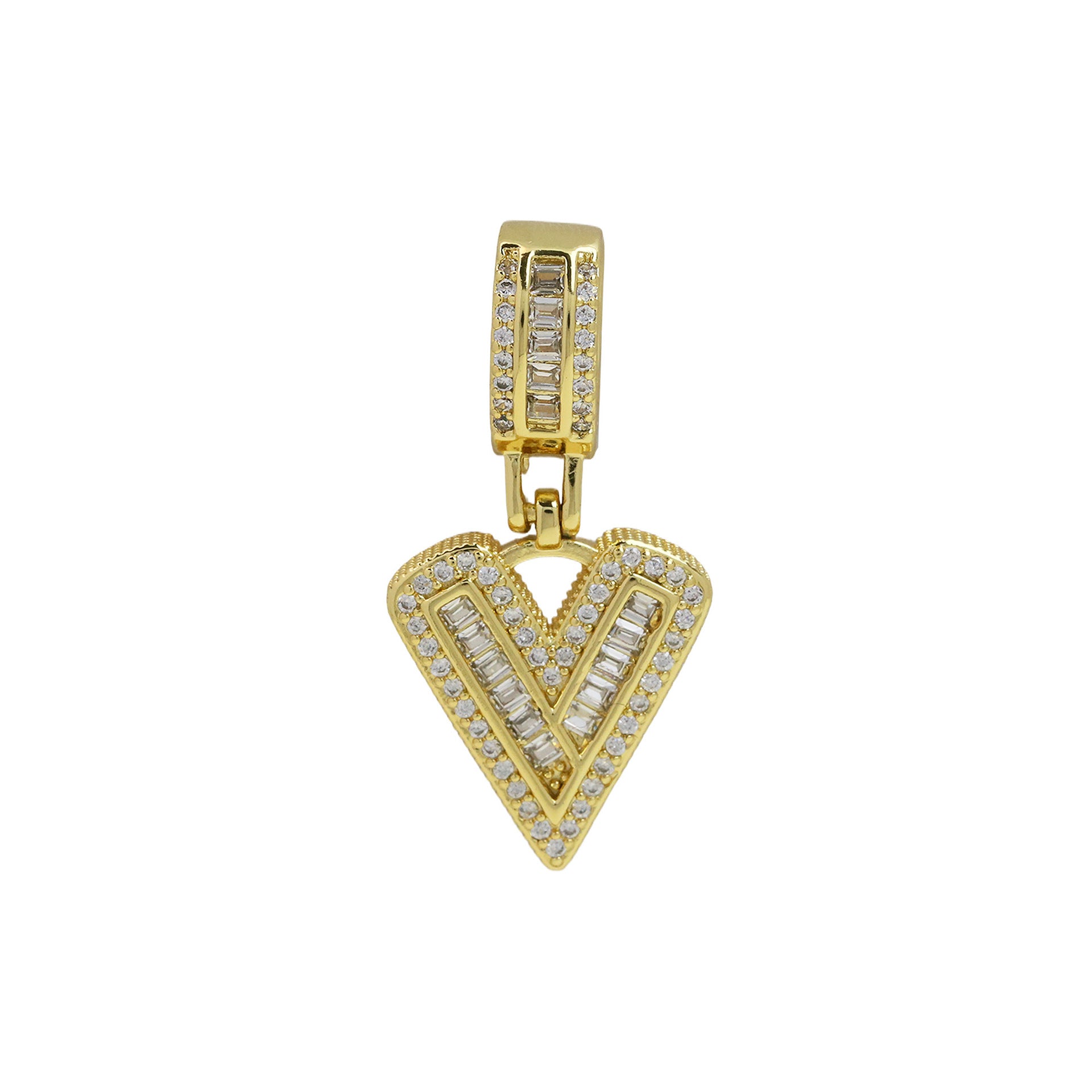 Maida Gold Letter Pendant Necklace - Gold Pendant V [GQ6LR8N0]