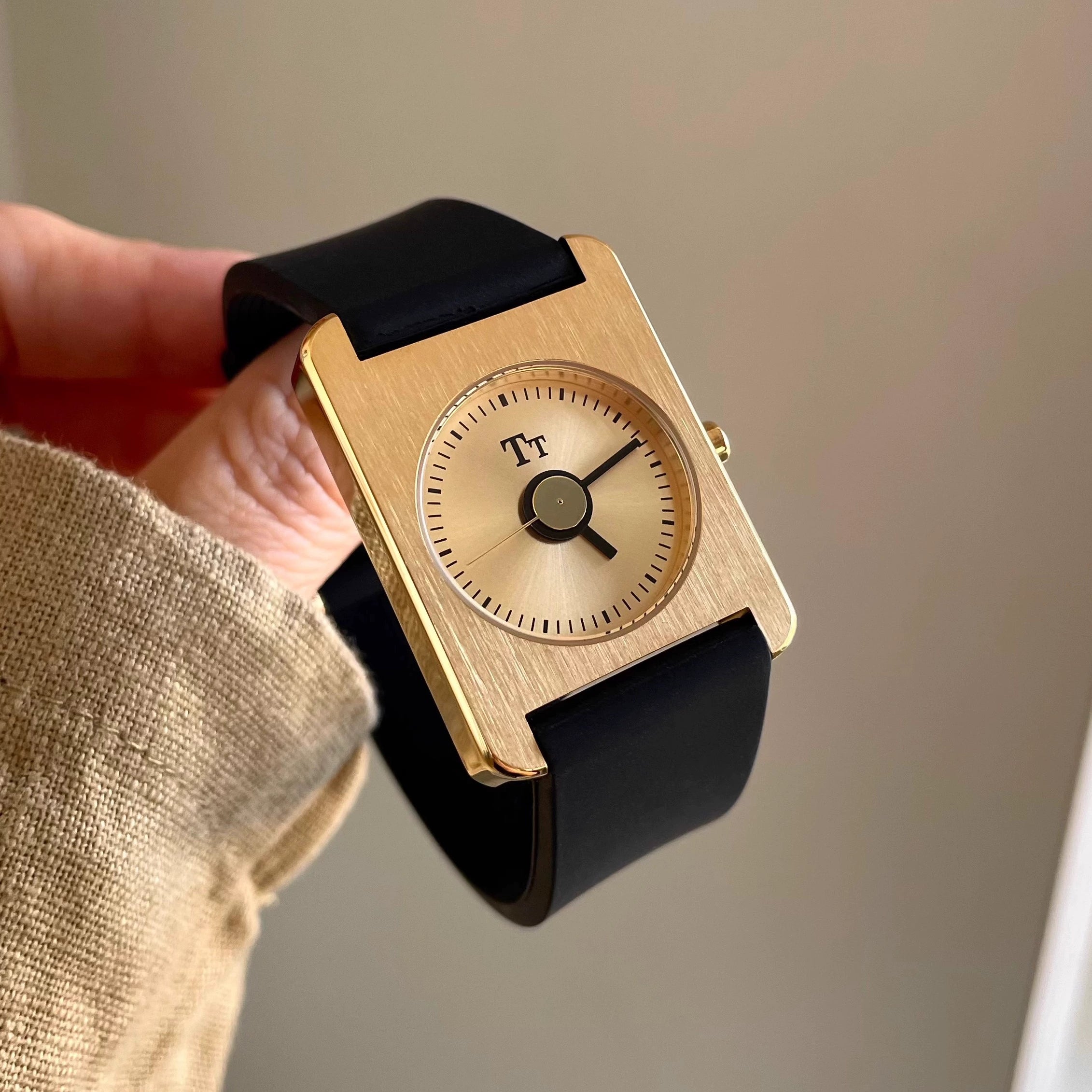 Erynn Minimalist Square Watch - Black Gold