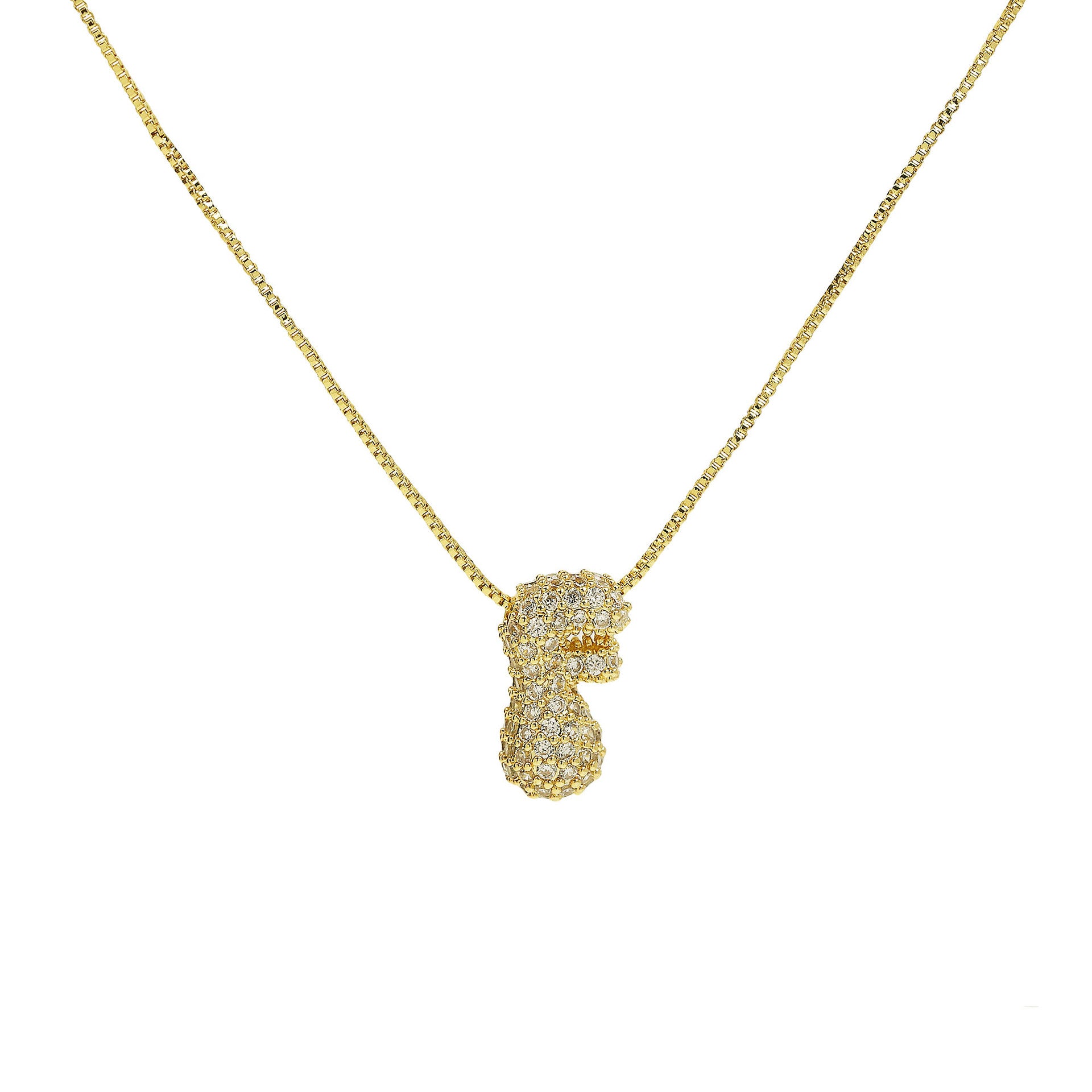 Francis Bubble Initial Necklace - Gold Necklace F [2IUU2N9D]