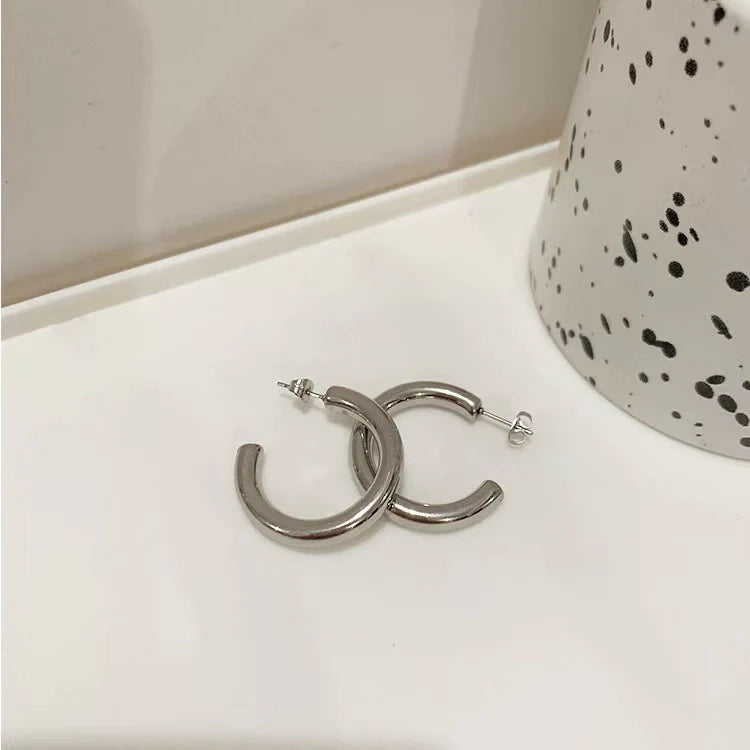 Sachi Classic Hoop Earrings - Silver Small 3cm