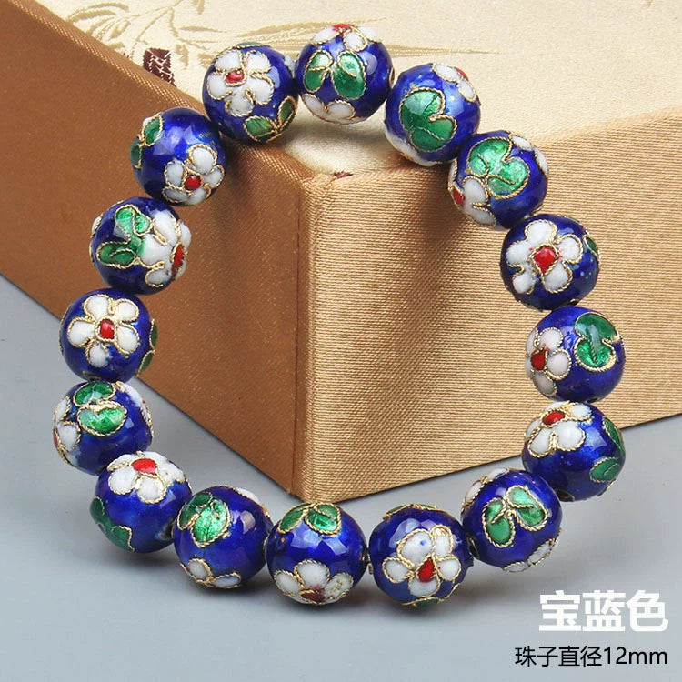 Azuri Enamel Filigree Bracelet - Sapphire Blue 1.2cm (16 beads)