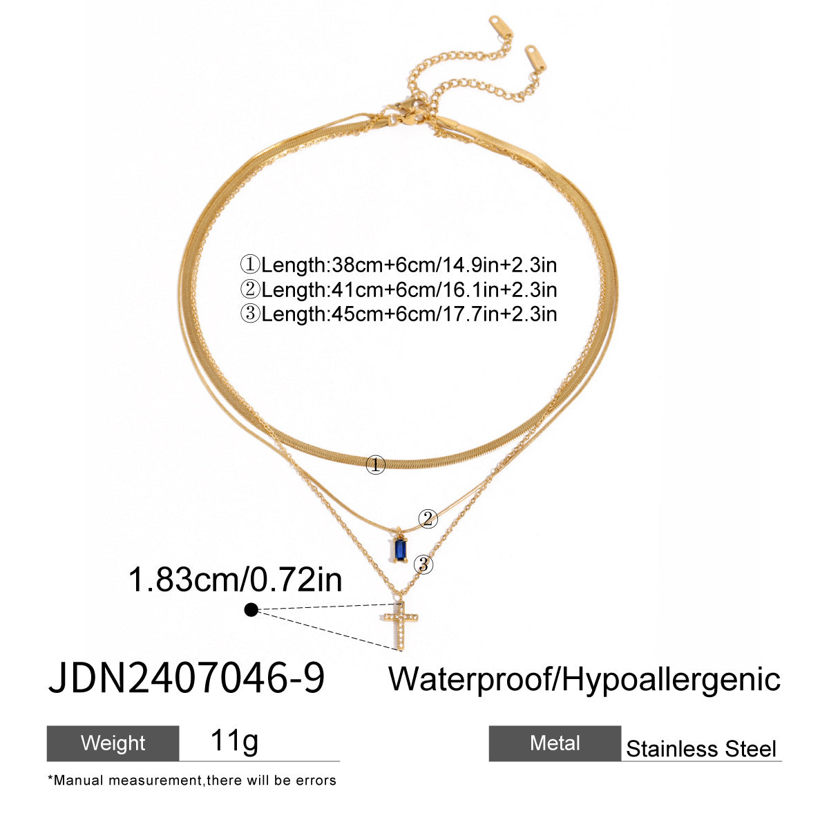 Taniya Layered Zircon Necklace - Silver Zircon Dot Triple [00U5V8F7]