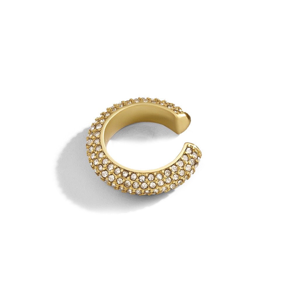 Anaira C-Shape Rhinestone Ear Cuff - White [HLQS5SGY]