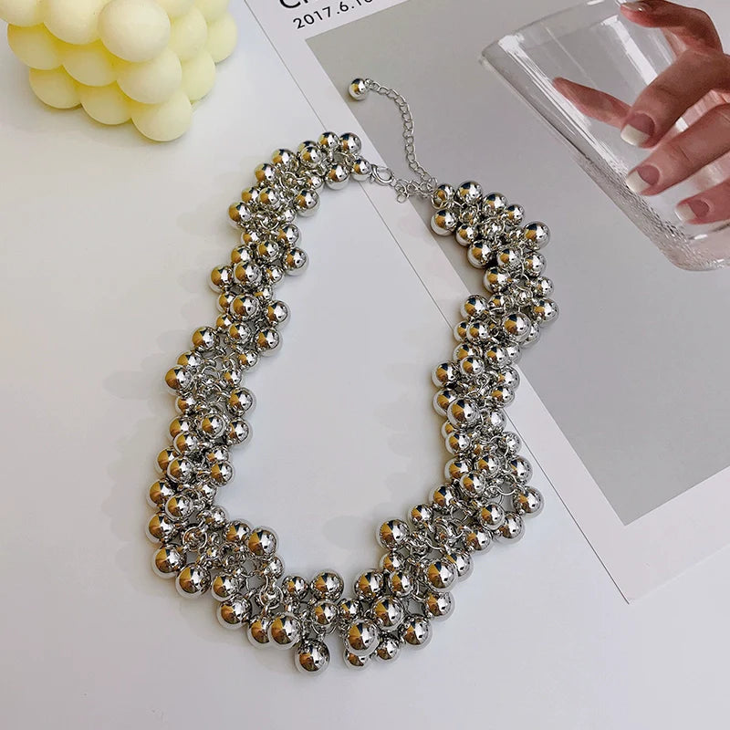Fatoumata Layered Crescent Necklace - Large Orb Necklace