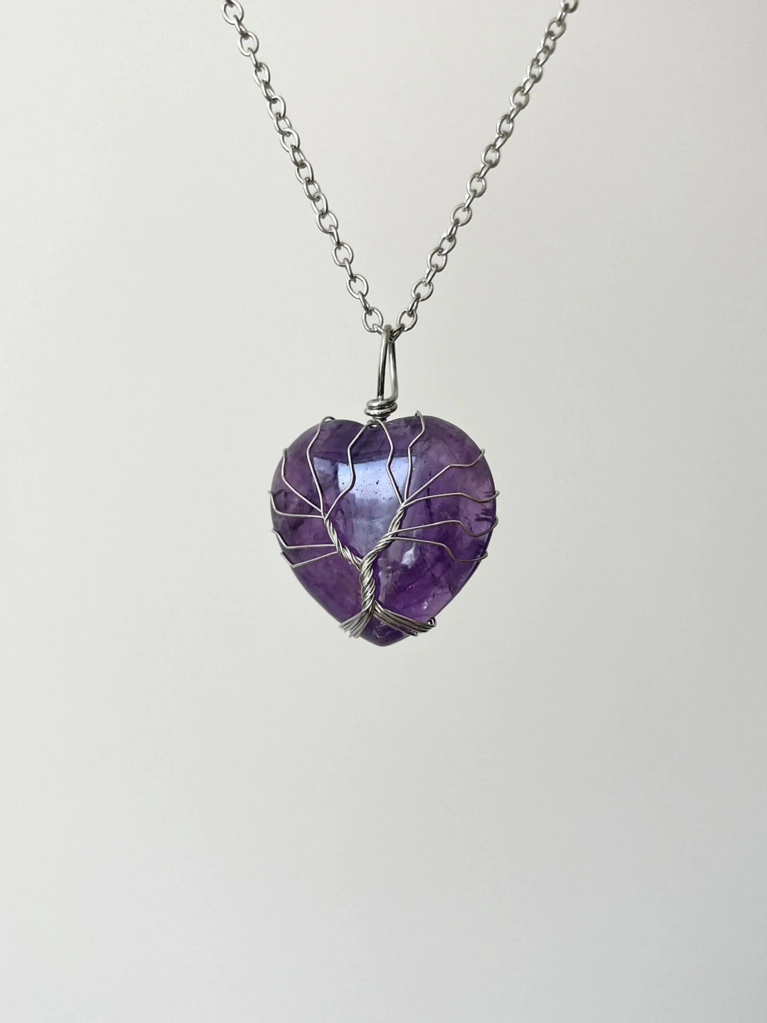 Mulan Shattered Crystal Heart Necklace - Shattered Purple Heart Necklace