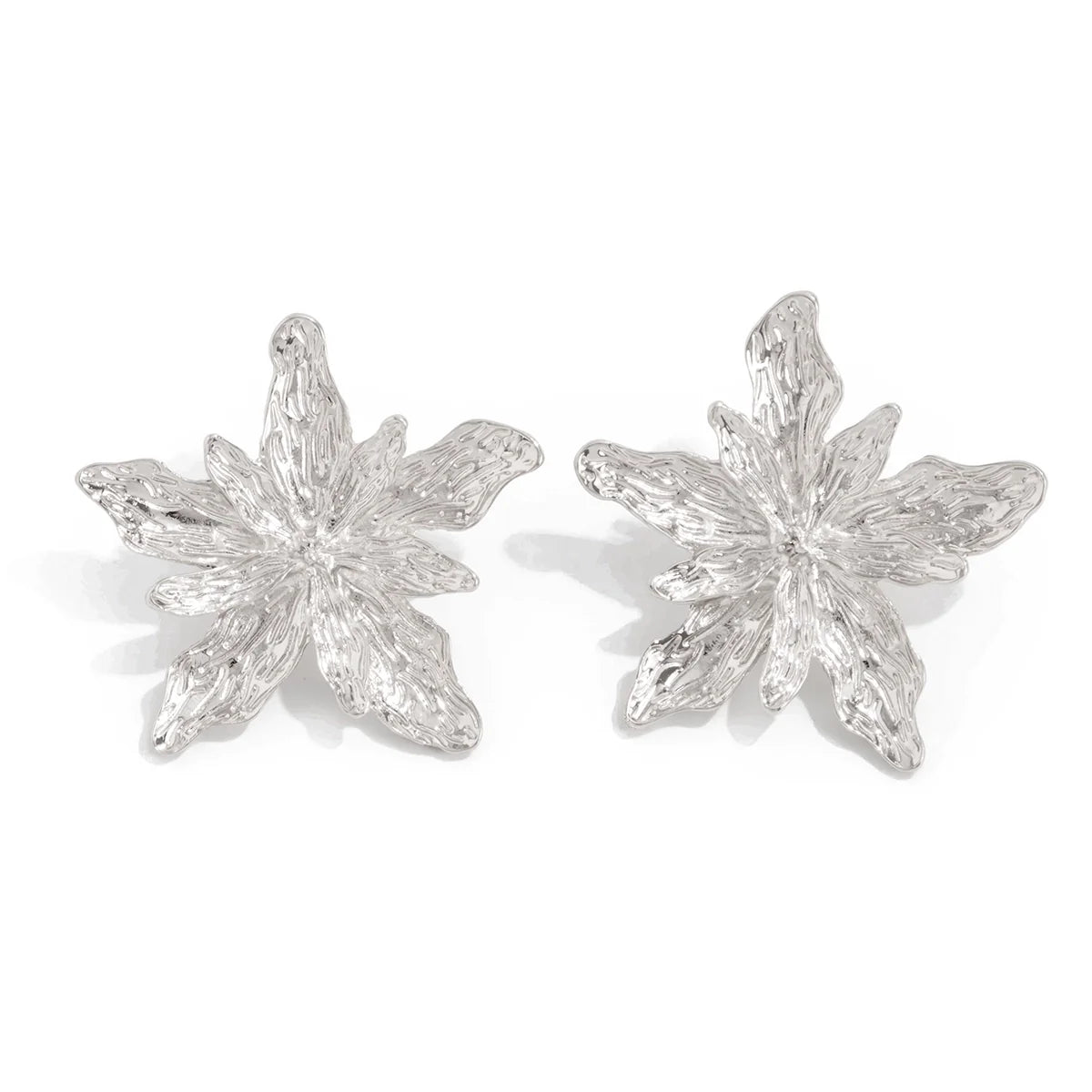 Anabella Blossom Petal Stud Earrings - Silver