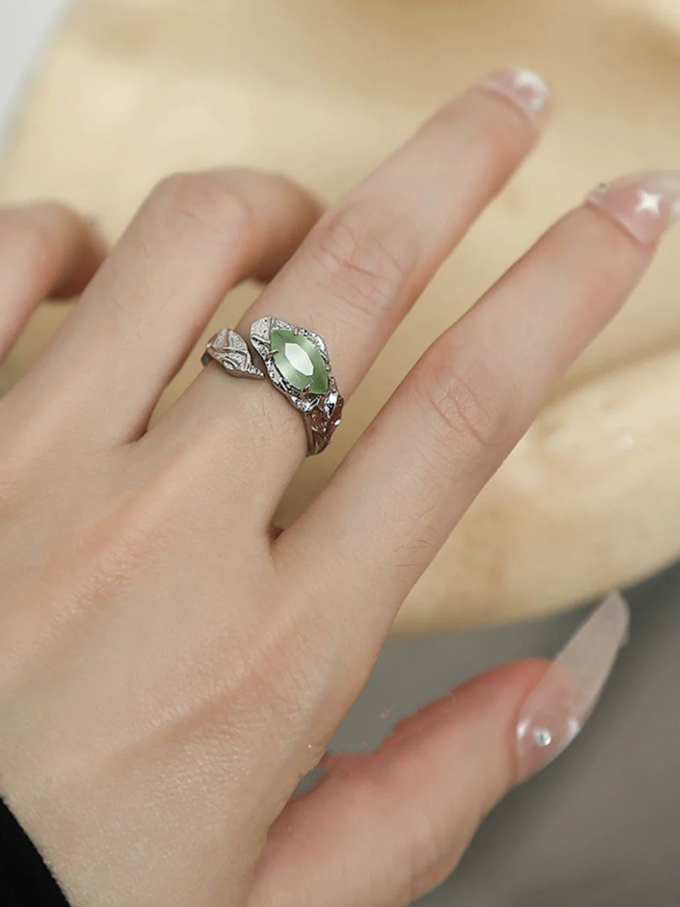 Aya Adjustable Gemstone Ring - Cat's Eye Stone Ring (Adjustable)