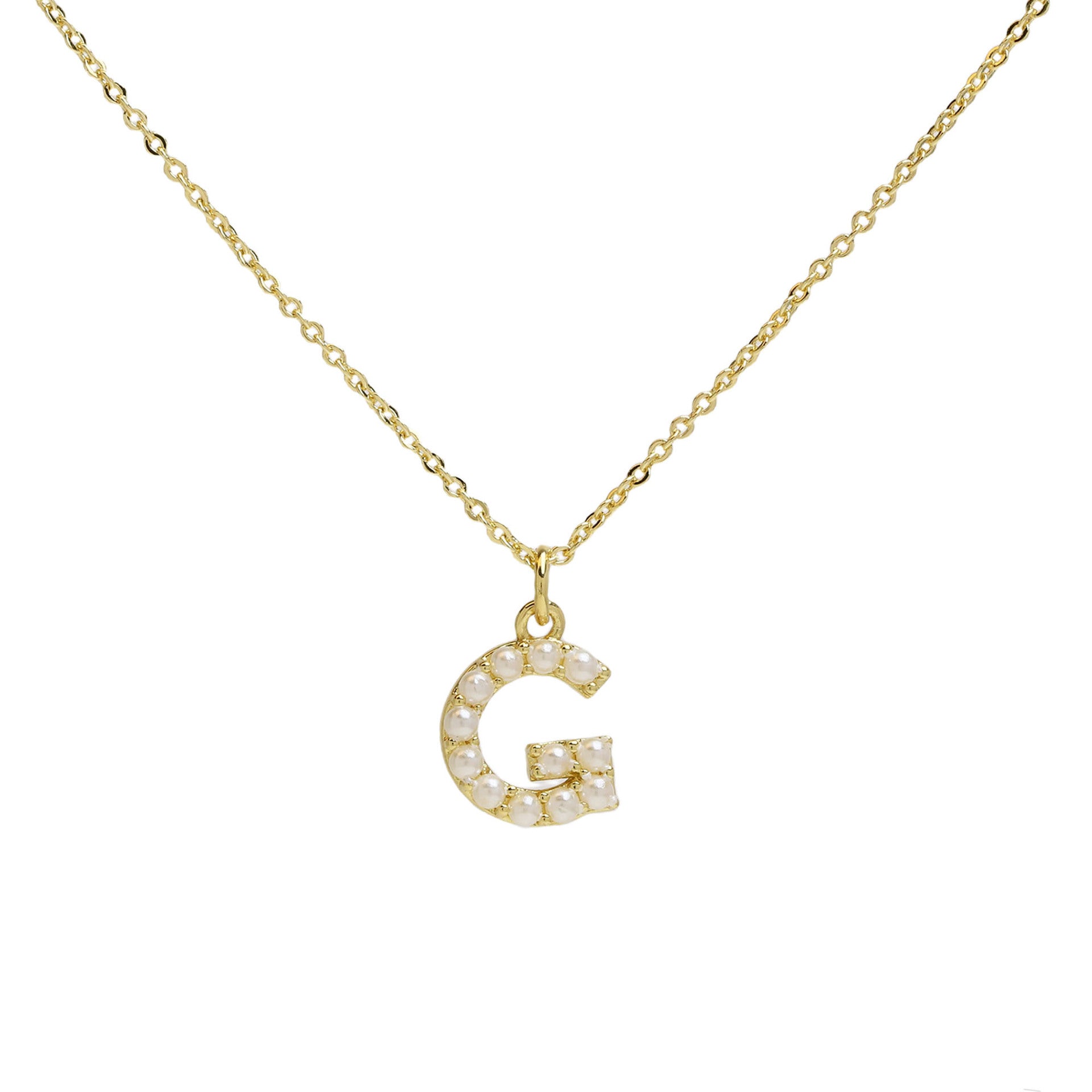 Ayaana Pearl Initial Necklace - Initial G [4E0XHF1A]