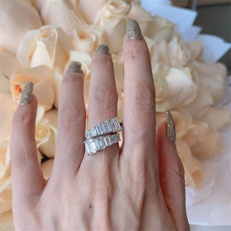 Mckynzie Sparkling Open Ring - Trapezoid Rhinestone Open