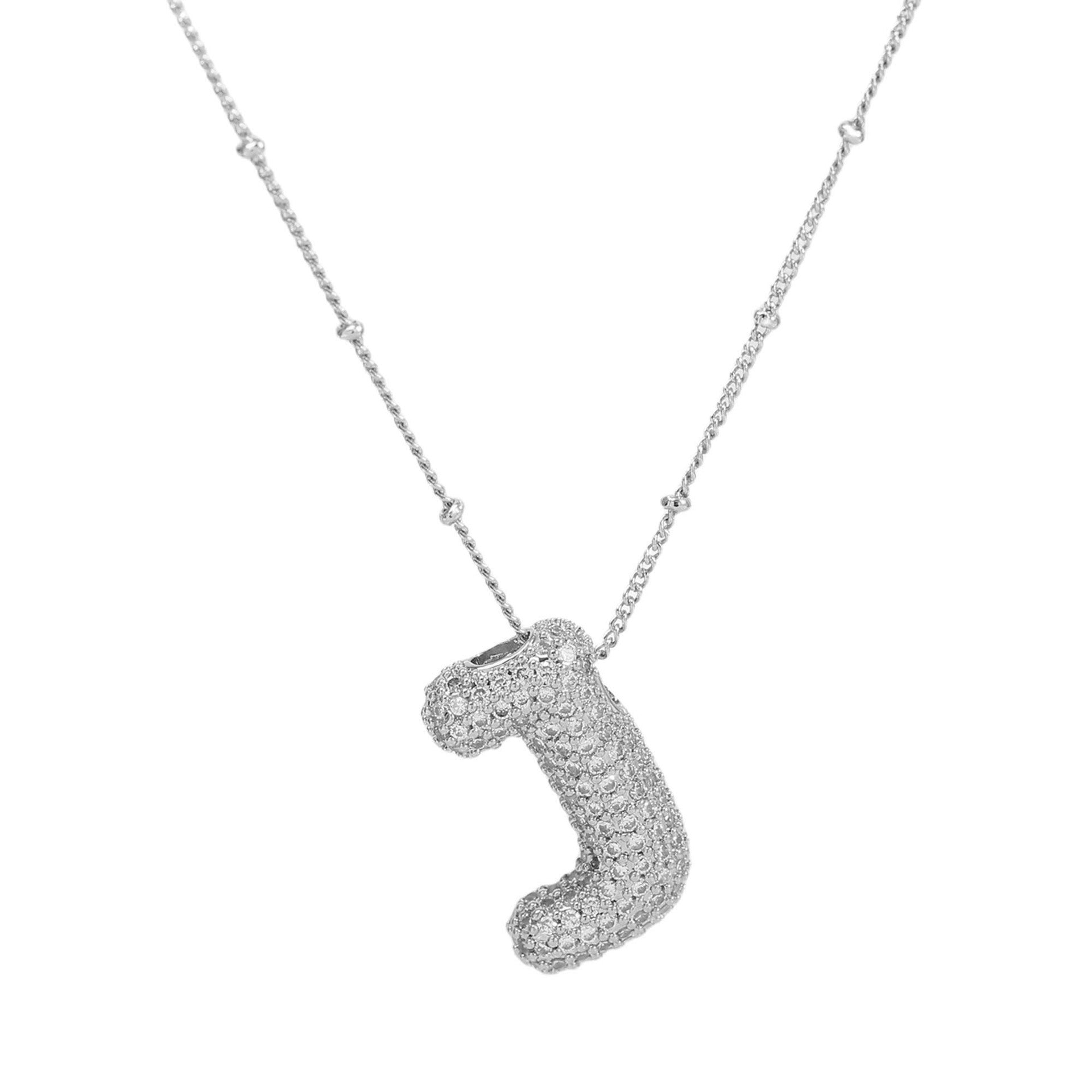 Fynlee Bubble Initial Necklace - Silver J [70F40WT5]