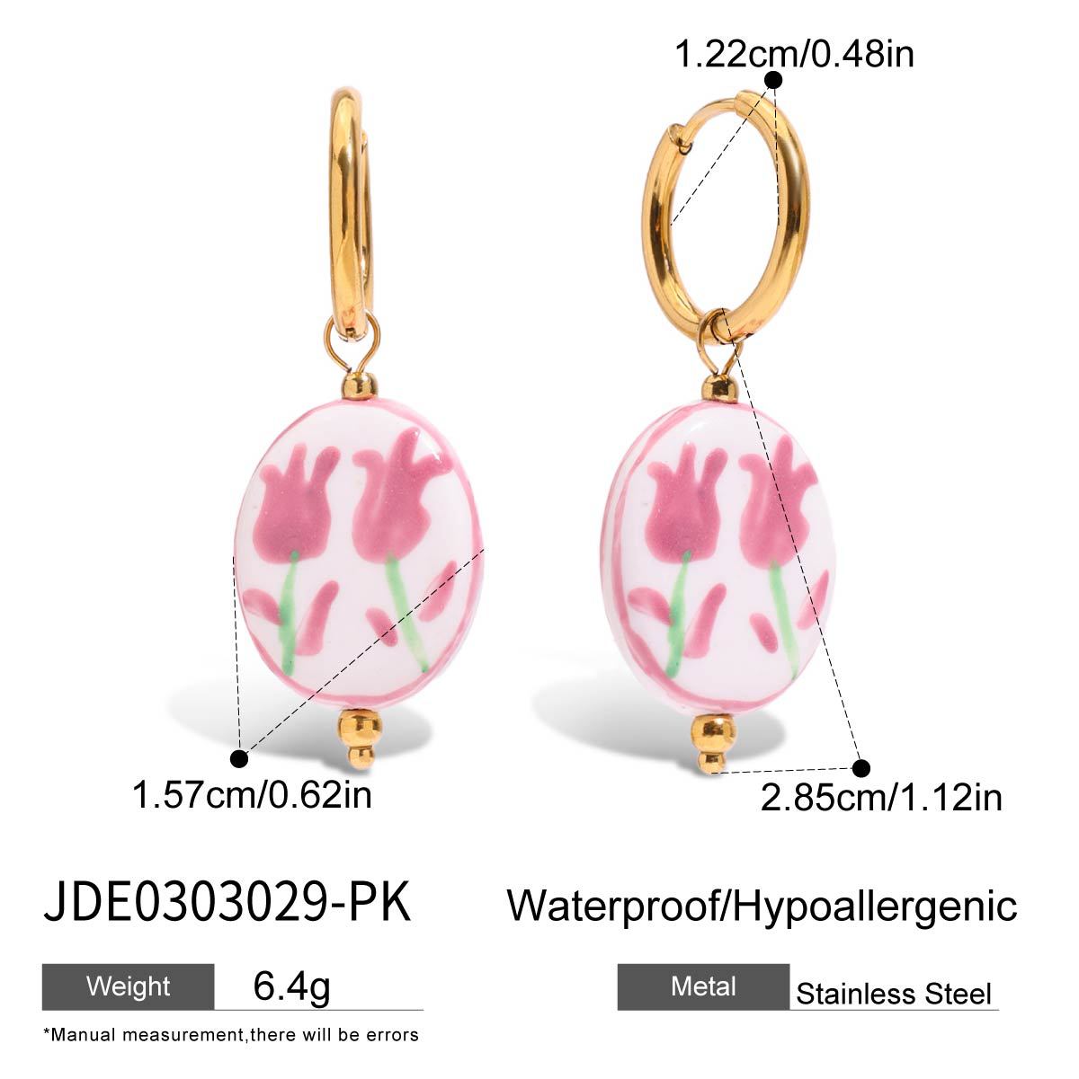 Valencia Ceramic Pearl Drop Earrings - Pink Ceramic [SOV7J4SQ]