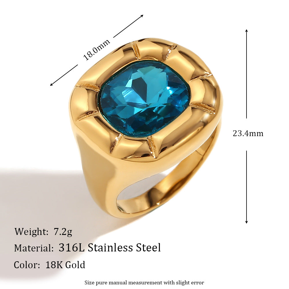 Amayra Zircon Bloom Jewelry - Ring - Gold Blue Zircon Size 7 [T4JYV1XY]