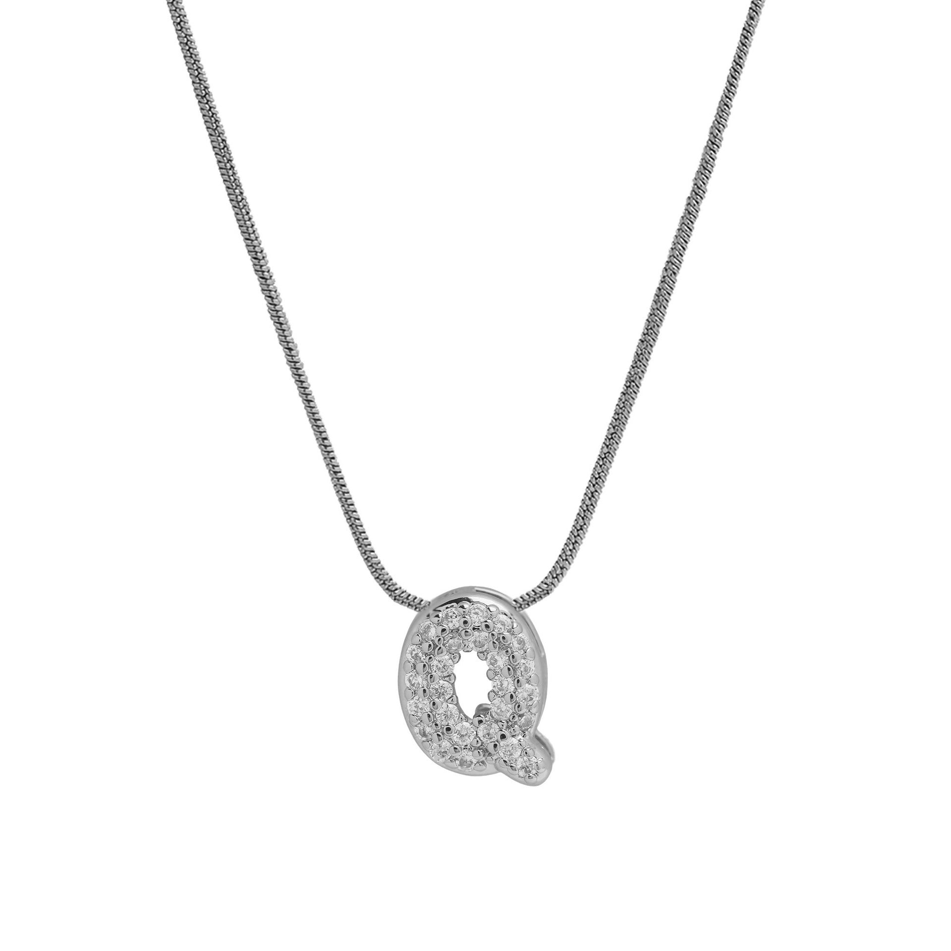 Deborah Initial Snake Necklace - Silver-tone Q Initial [3HOD6G4G]